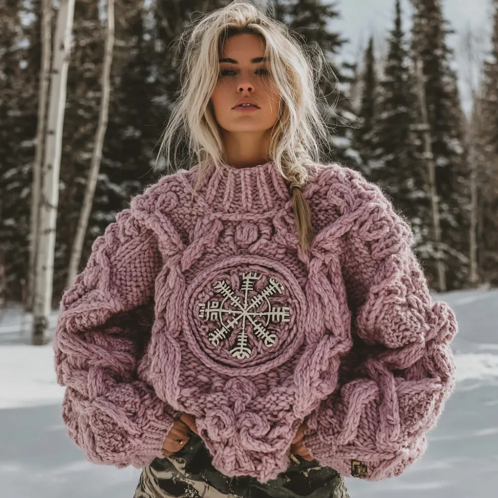 Women's Viking Vegvisir Rune Knit Crew Neck Sweater