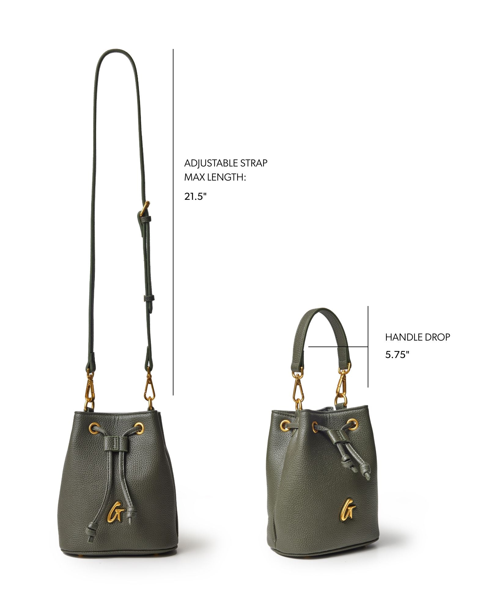 MINI PEBBLE BUCKET BAG - OLIVE GREEN