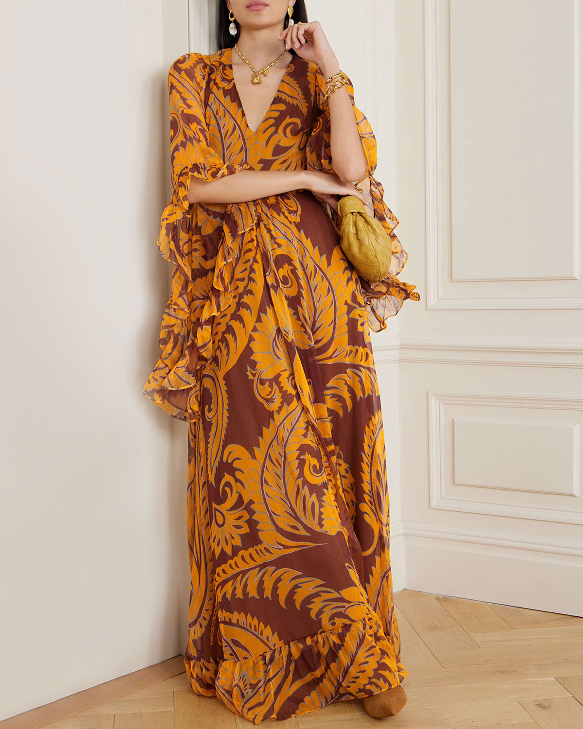 Floral-print silk-chiffon maxi dress