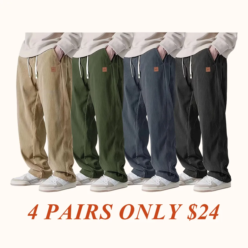Men's Corduroy Straight-Leg Sweatpants Autumn New Arrival Loose Fit Wide-Leg Casual