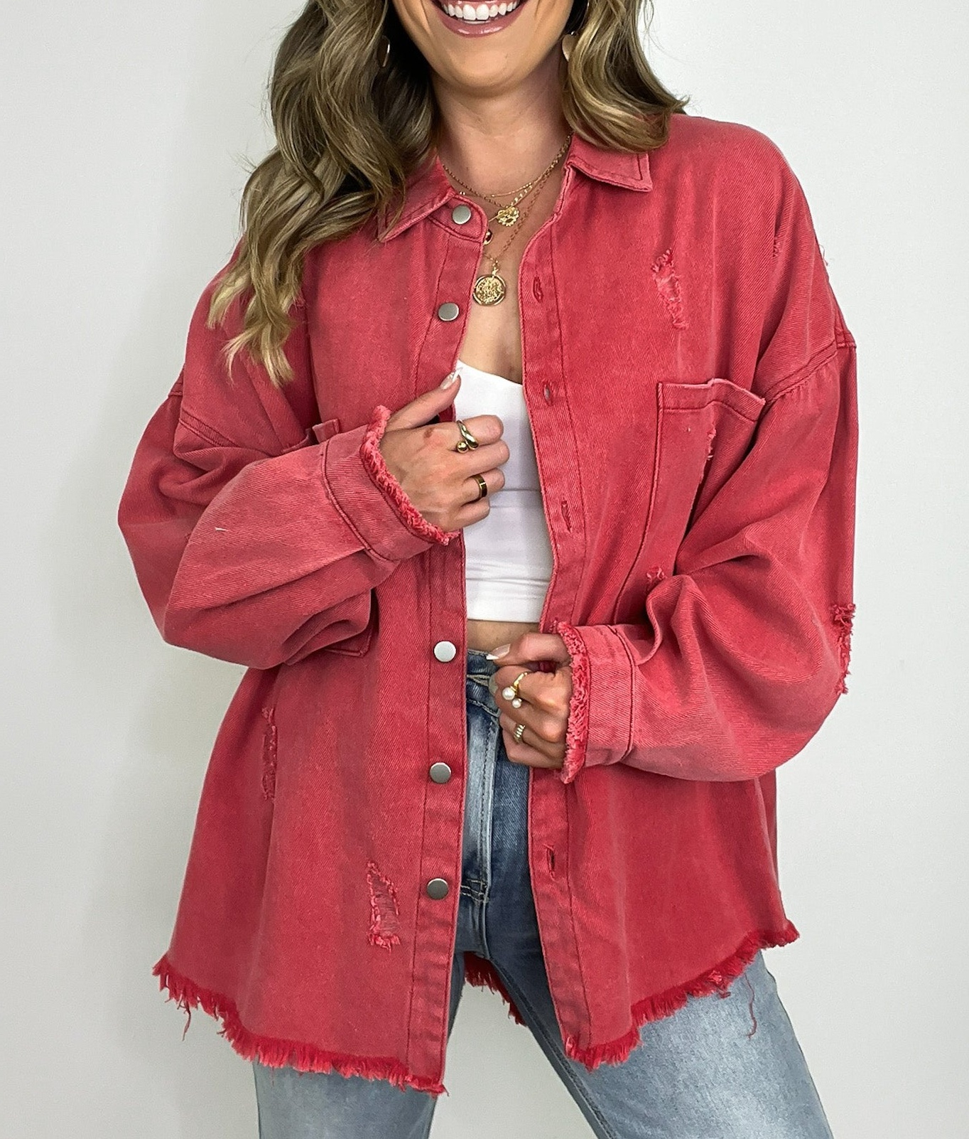 Oversized Distressed Denim Jacket
