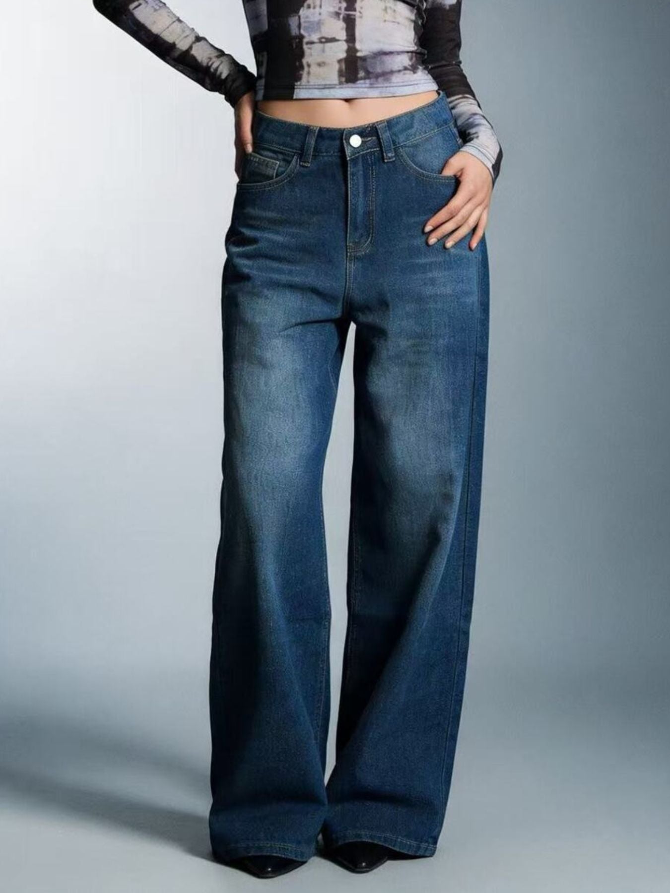 High-Waisted Wide Leg Jeans