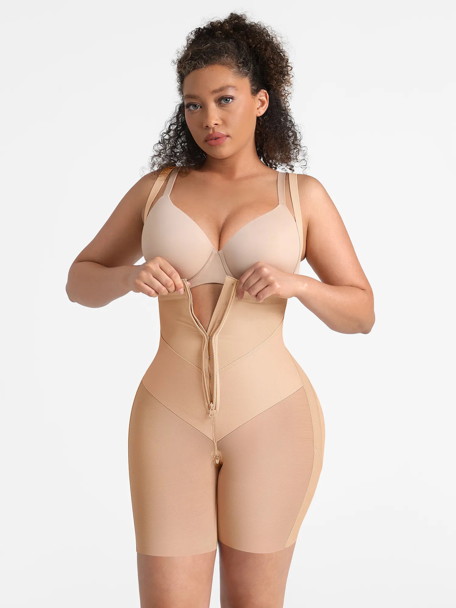 Feelingirl Wide V-neck Belt High-Waist Shaping Shorts