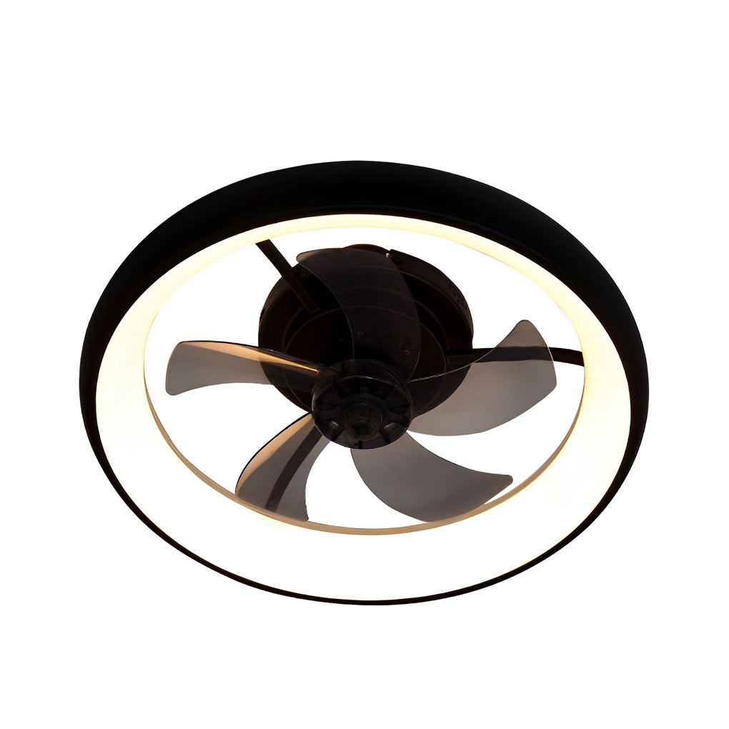 Round Stepless Dimming LED Black Minimalist Bladeless Ceiling Fans