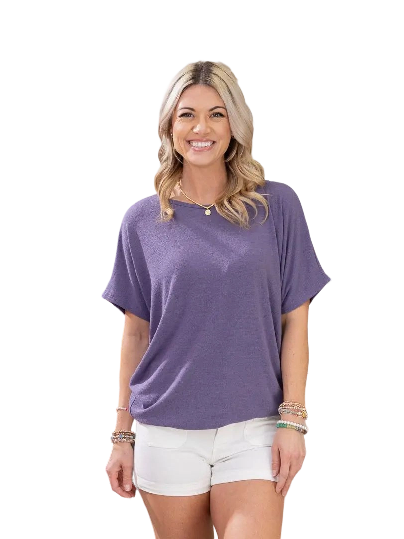 Women's Dreamy Dolman Short Sleeve Knit Top