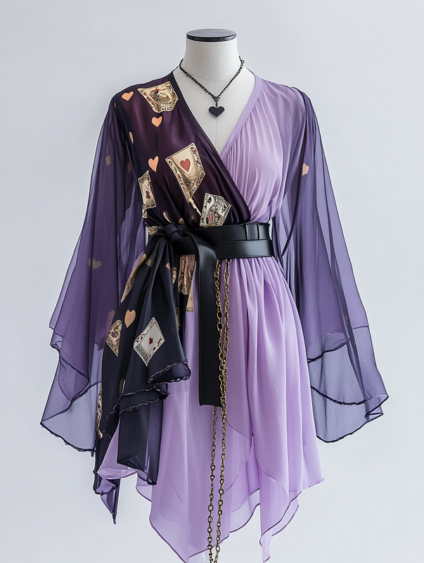 Summer original design poker magic theme hot stamping dress a86c