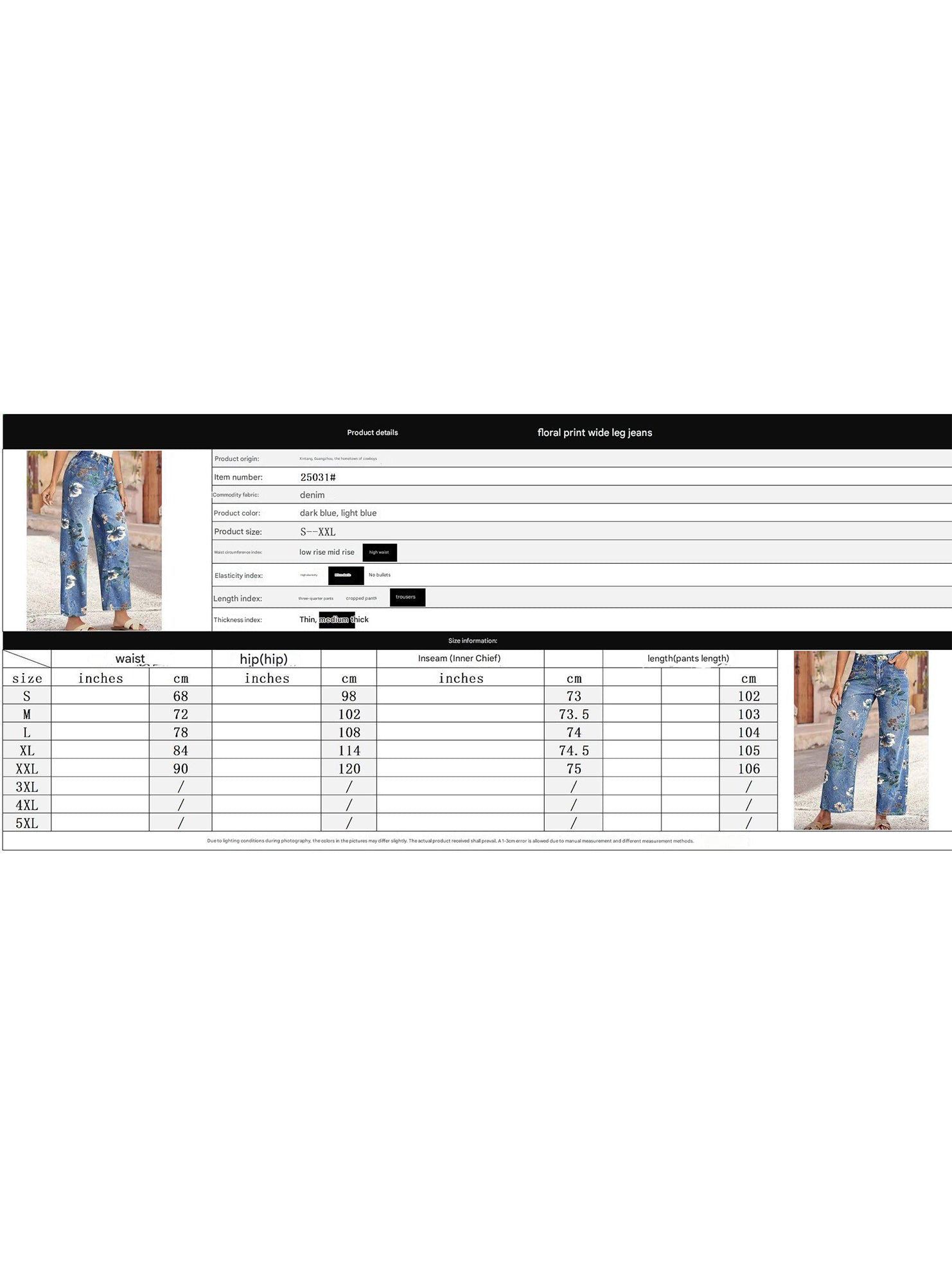 Floral pattern straight leg high-waisted jean_CWJP00876