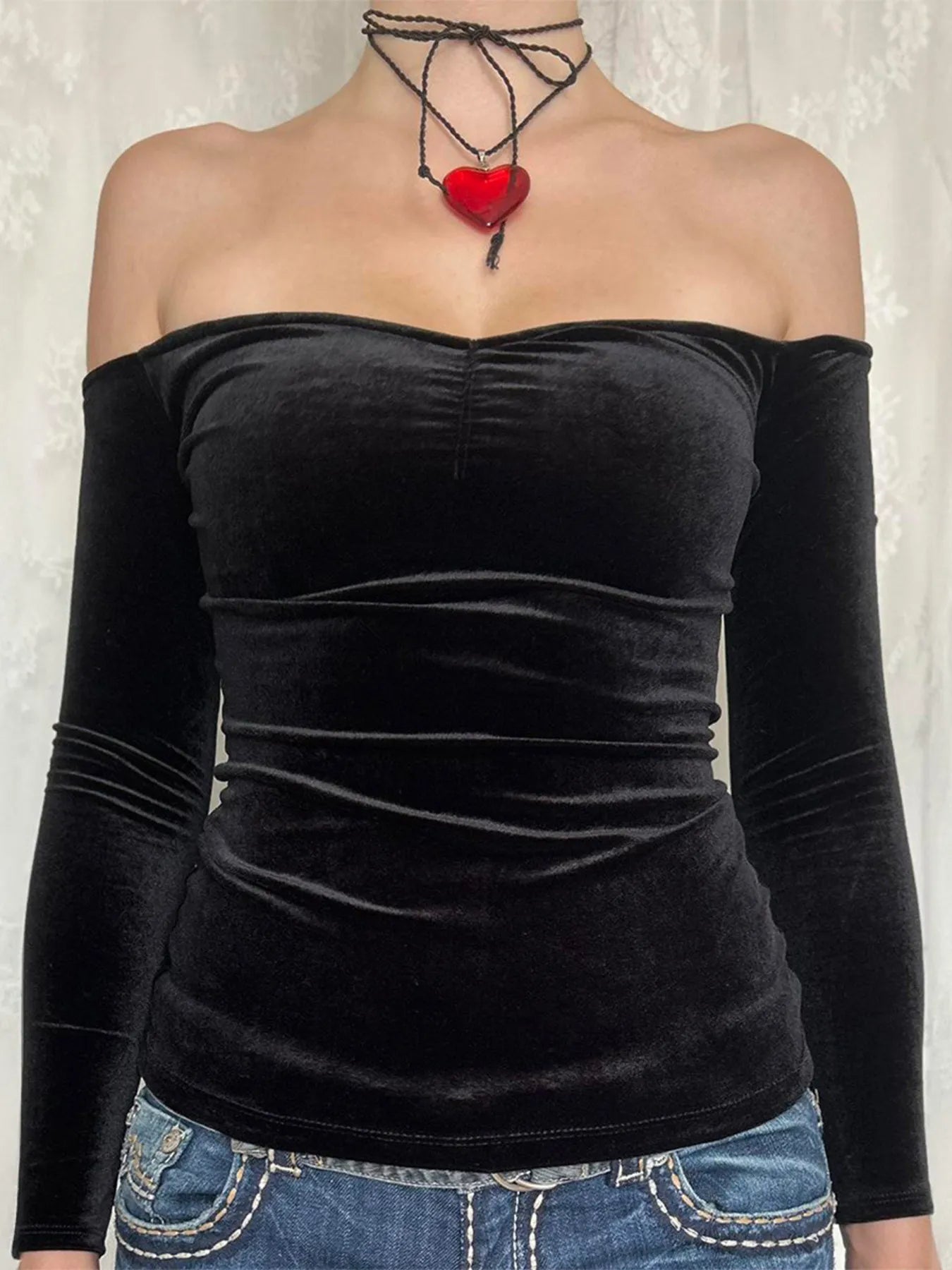 Off-Shoulder Long Sleeve Top