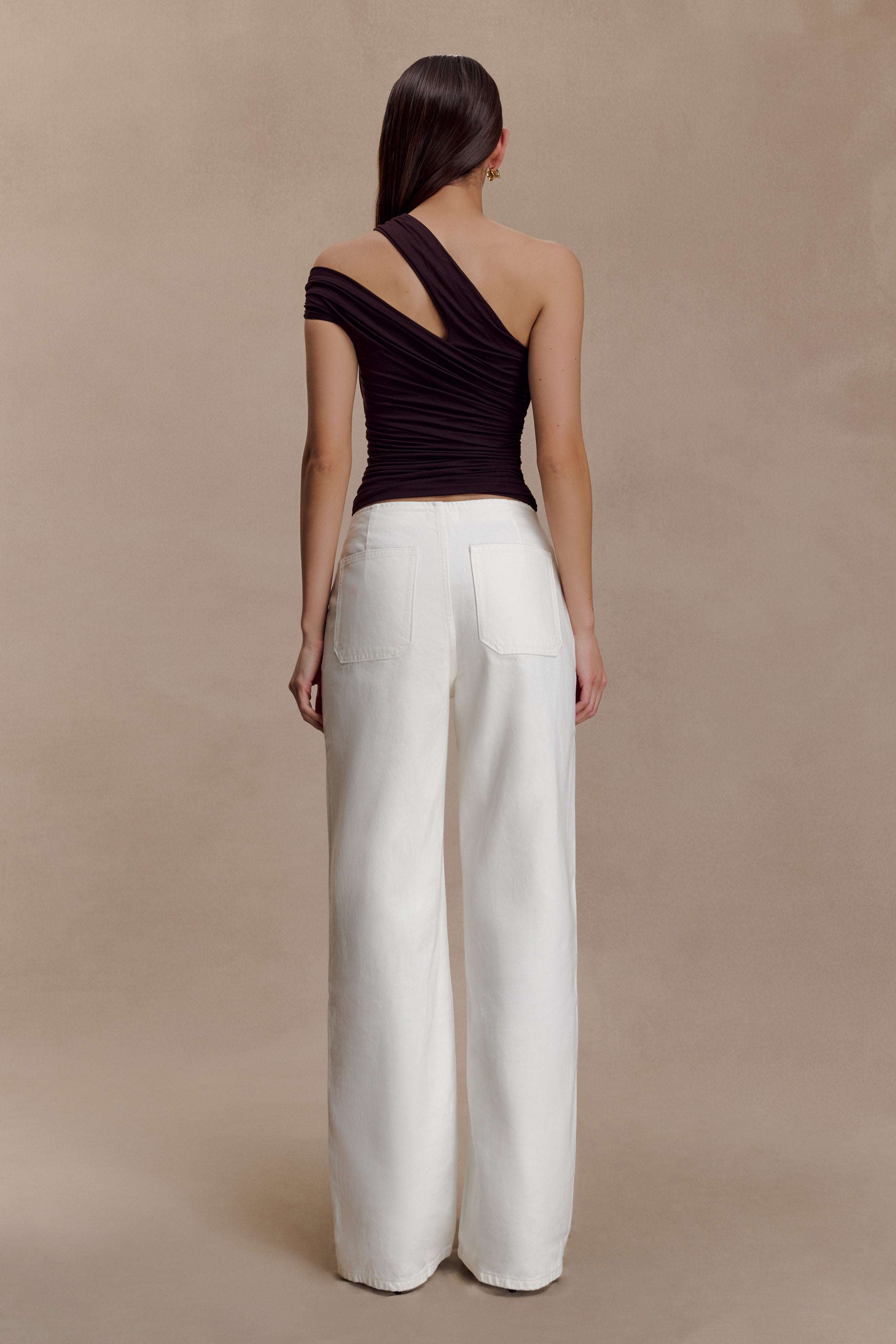 Brown One Shoulder Modal Top