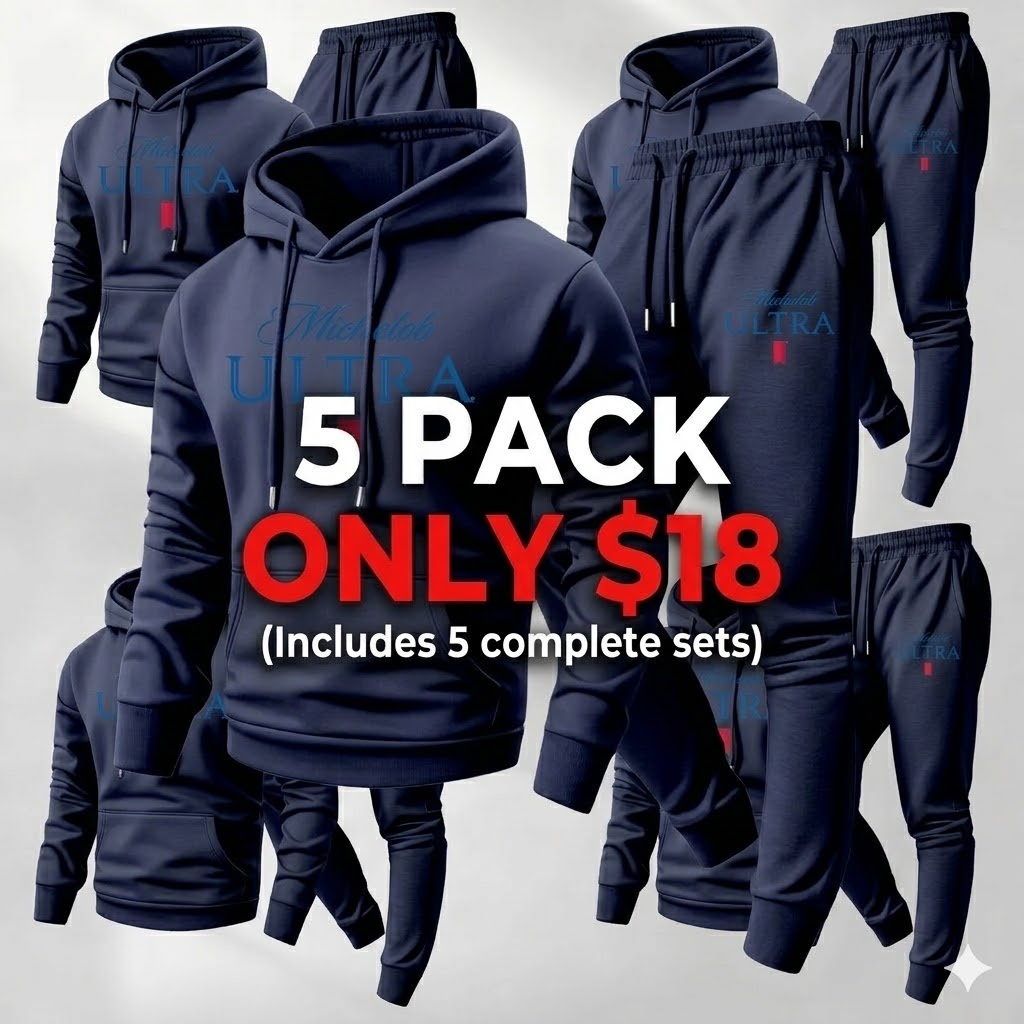 Men's vintage print hooded sweatshirt and drawstring sweatpants set