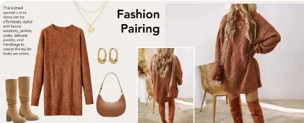 2025 Women's Cable Knit Lace Mini Sweater Dress 2PC