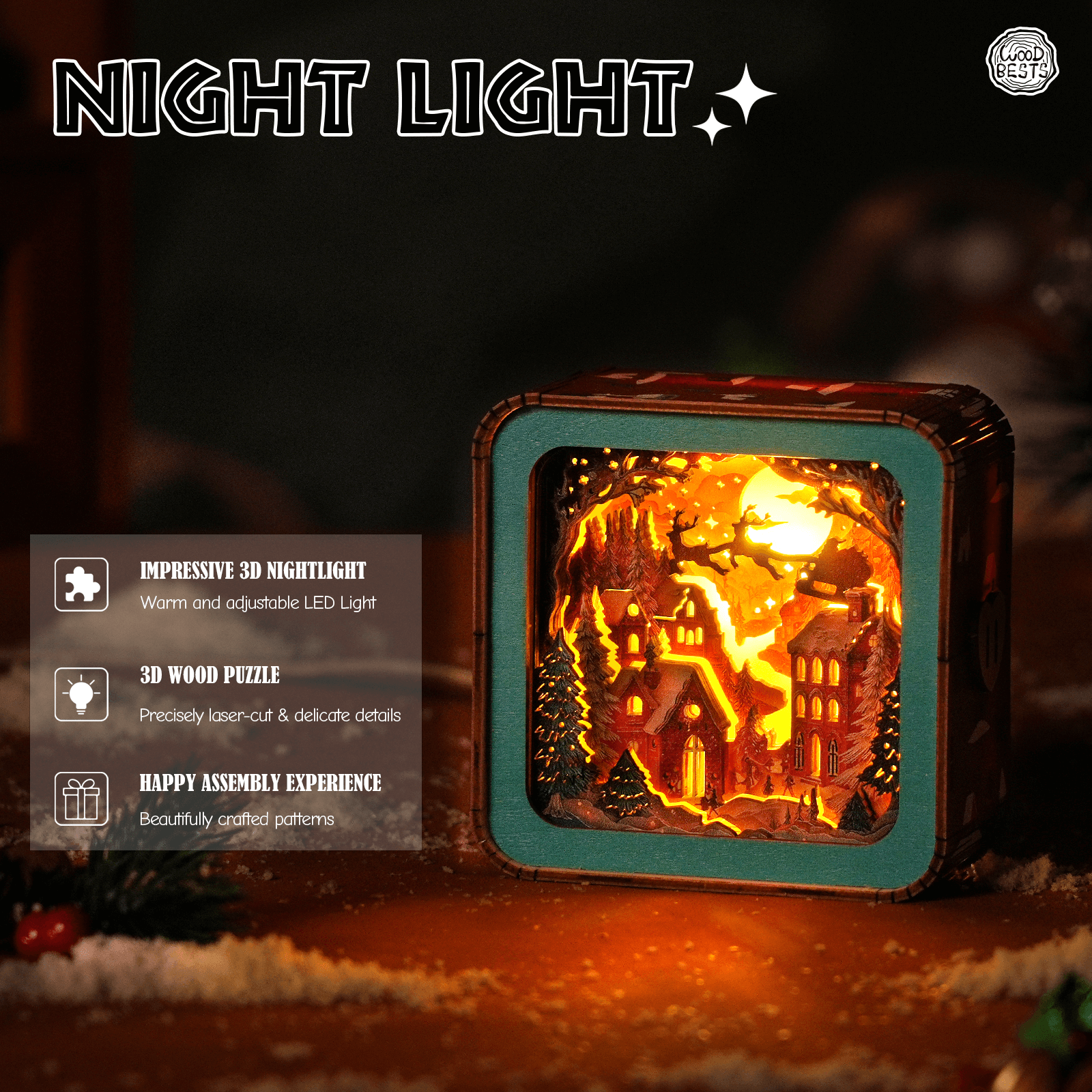 Wonderful Christmas Eve Kit- 3D Wooden Puzzle Night Light