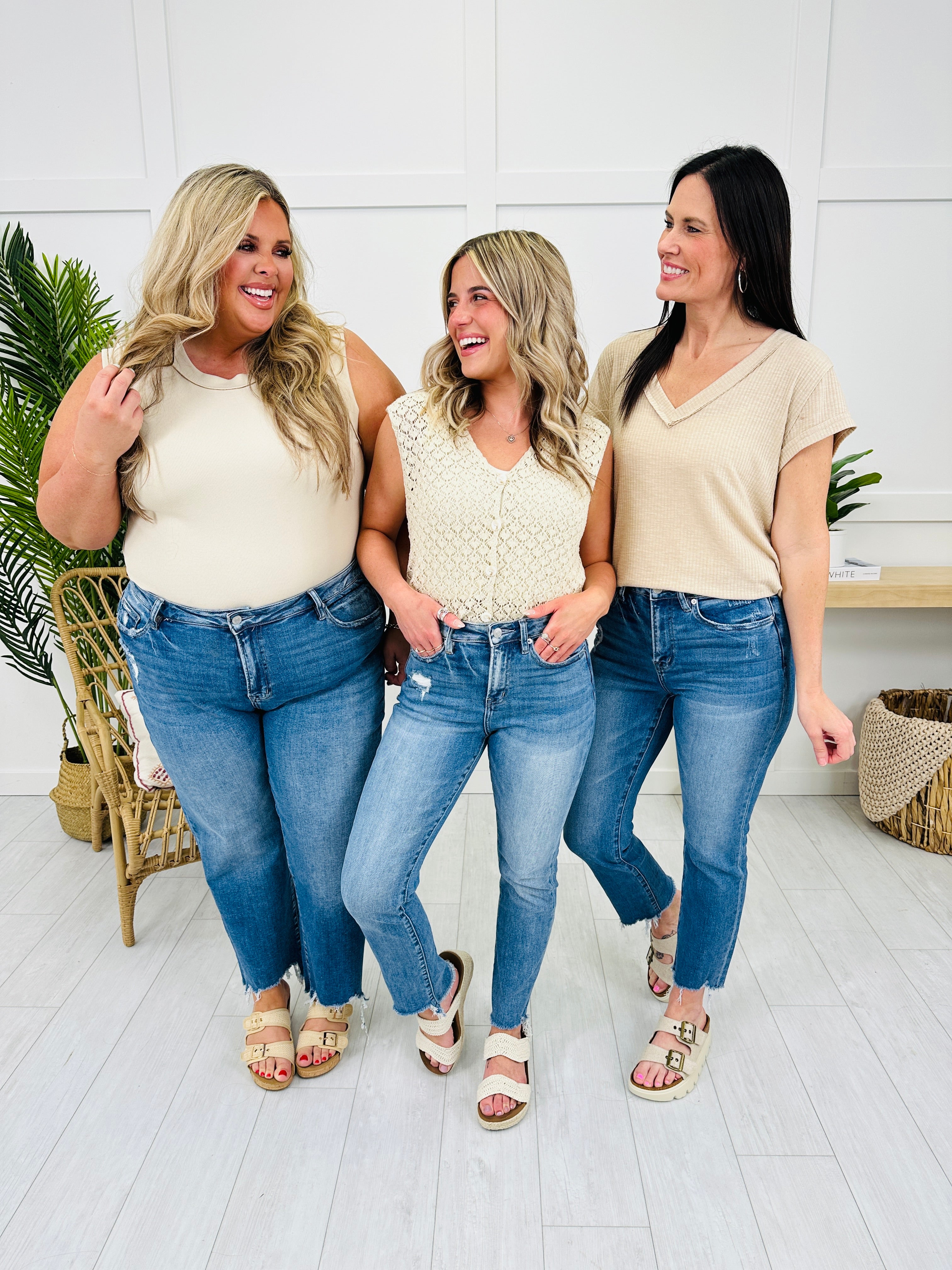 Step It Up Mica Straight Leg Step Hem Jeans