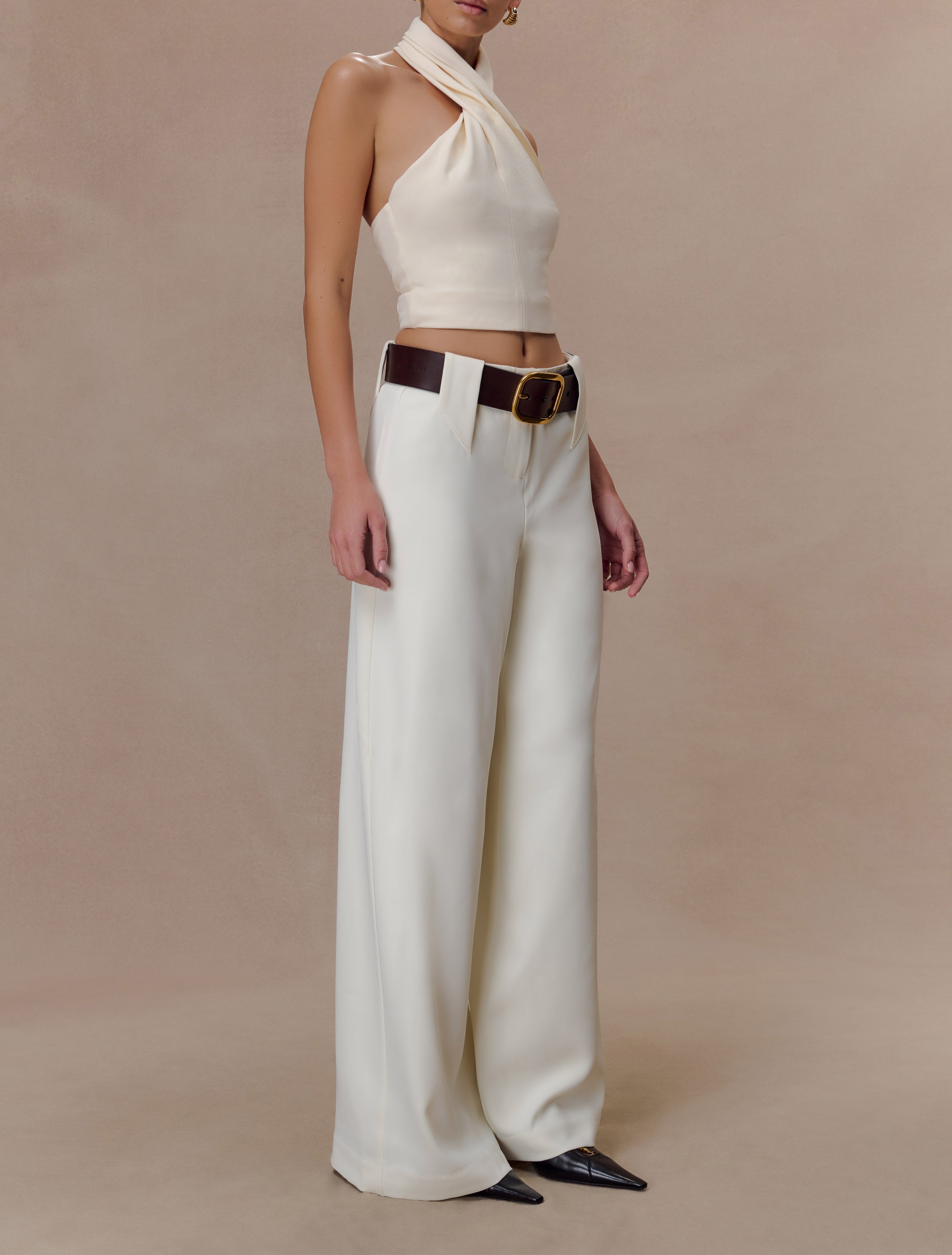Ivory Wide Leg Suiting Trouser