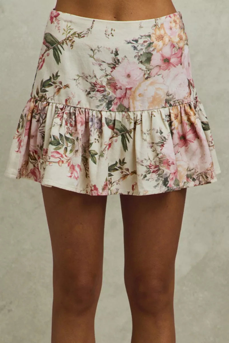 Floral Print Fit and Flare Mini Skirt