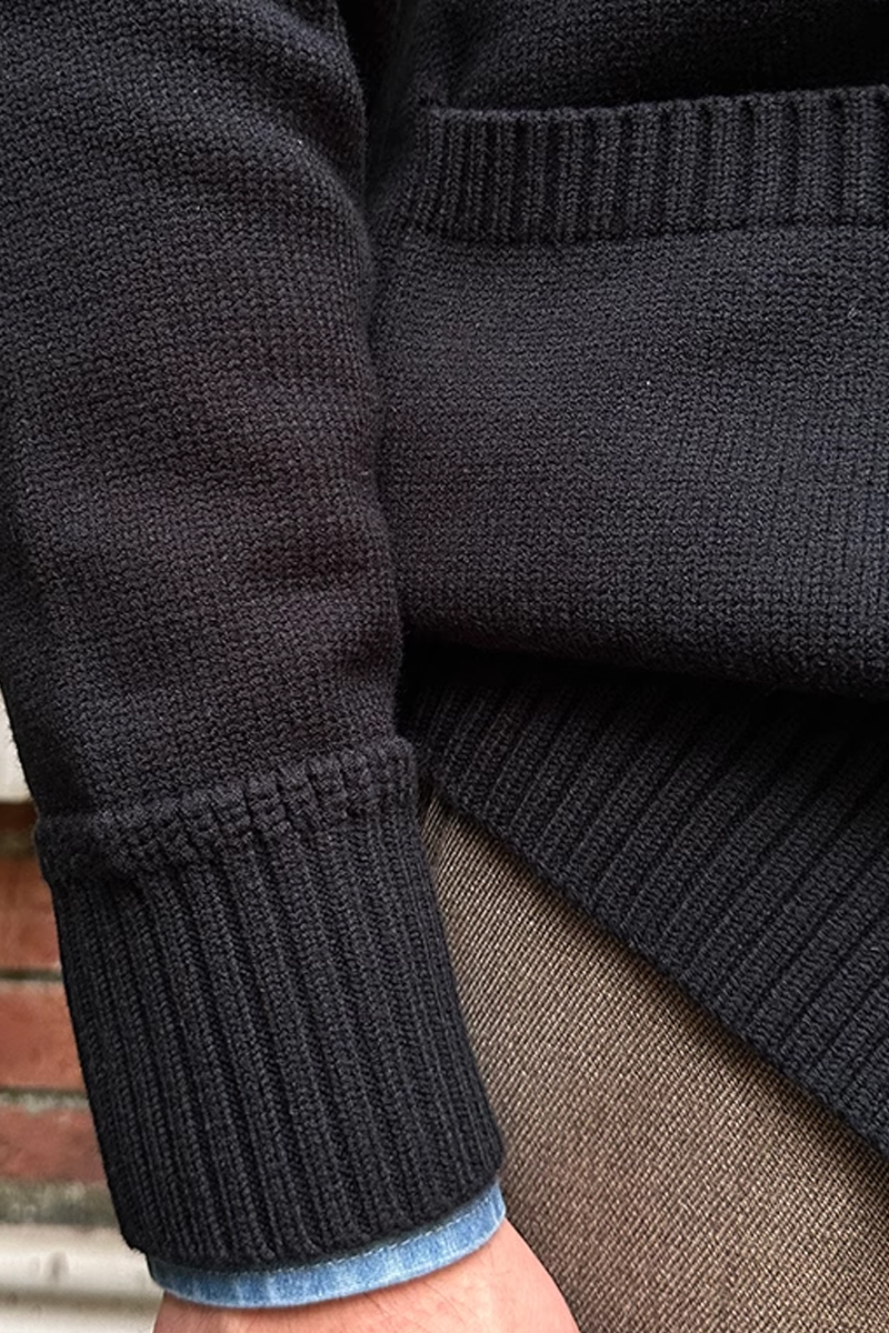 Men's Black Warm Shawl Collar Cardigan