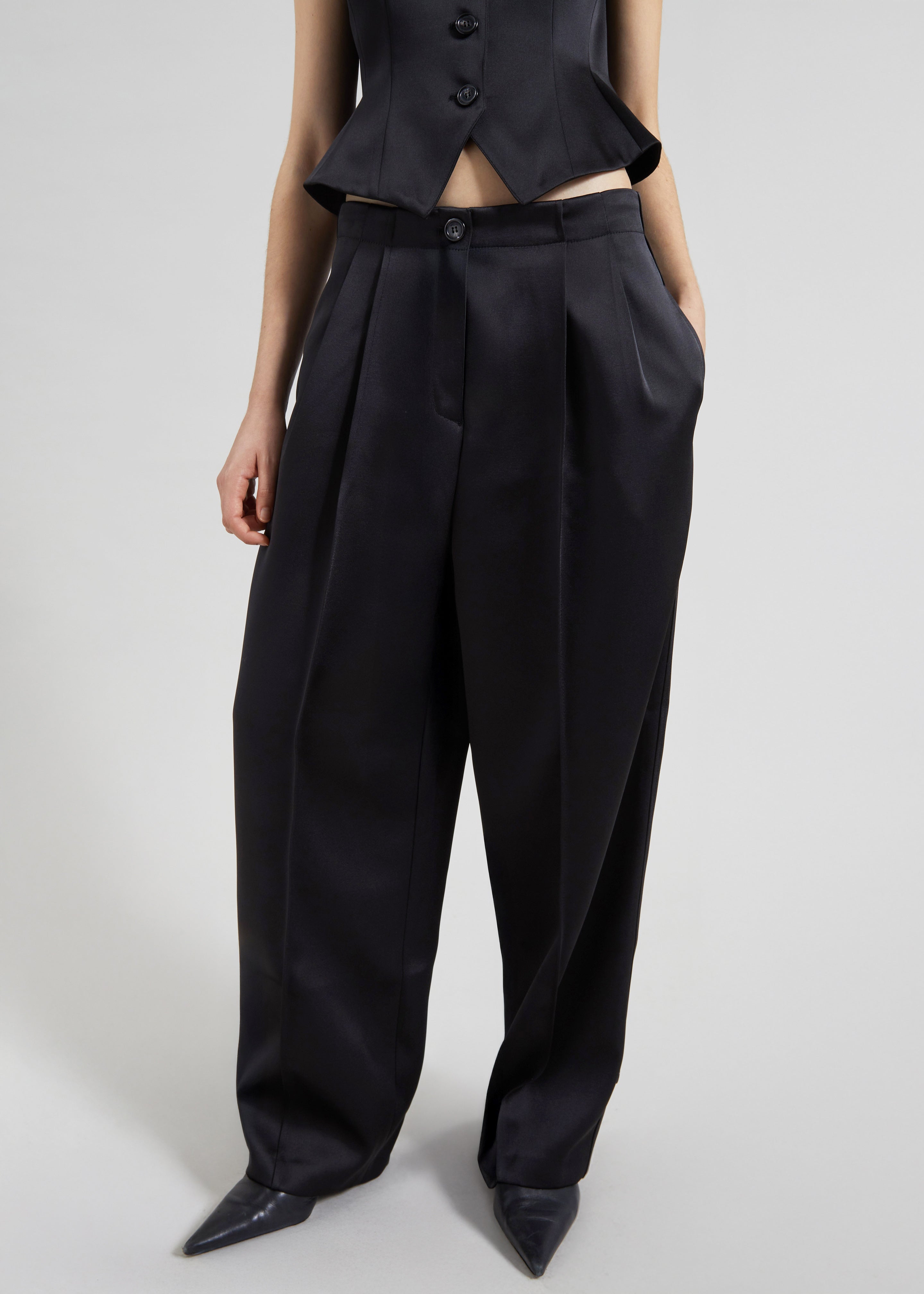 Rui Satin Trousers - Black