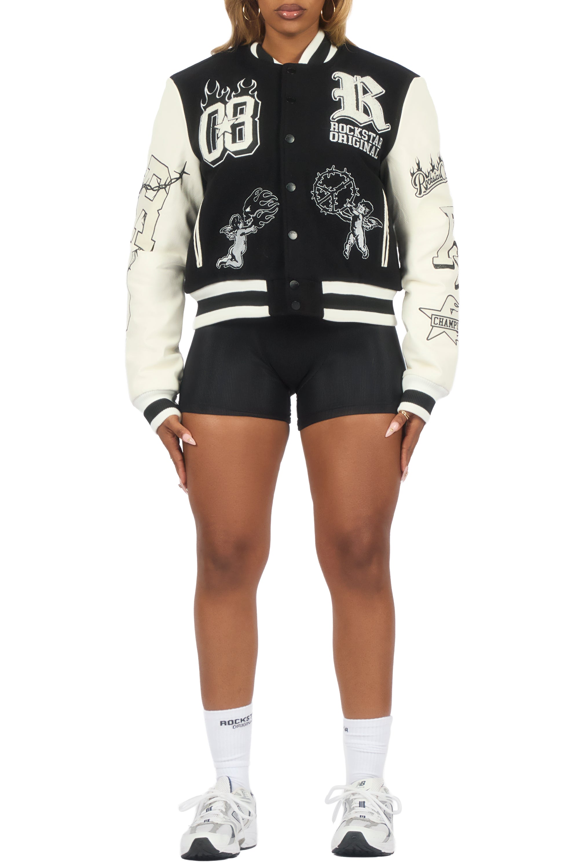 Sharray Black Oversized Varsity Jacket