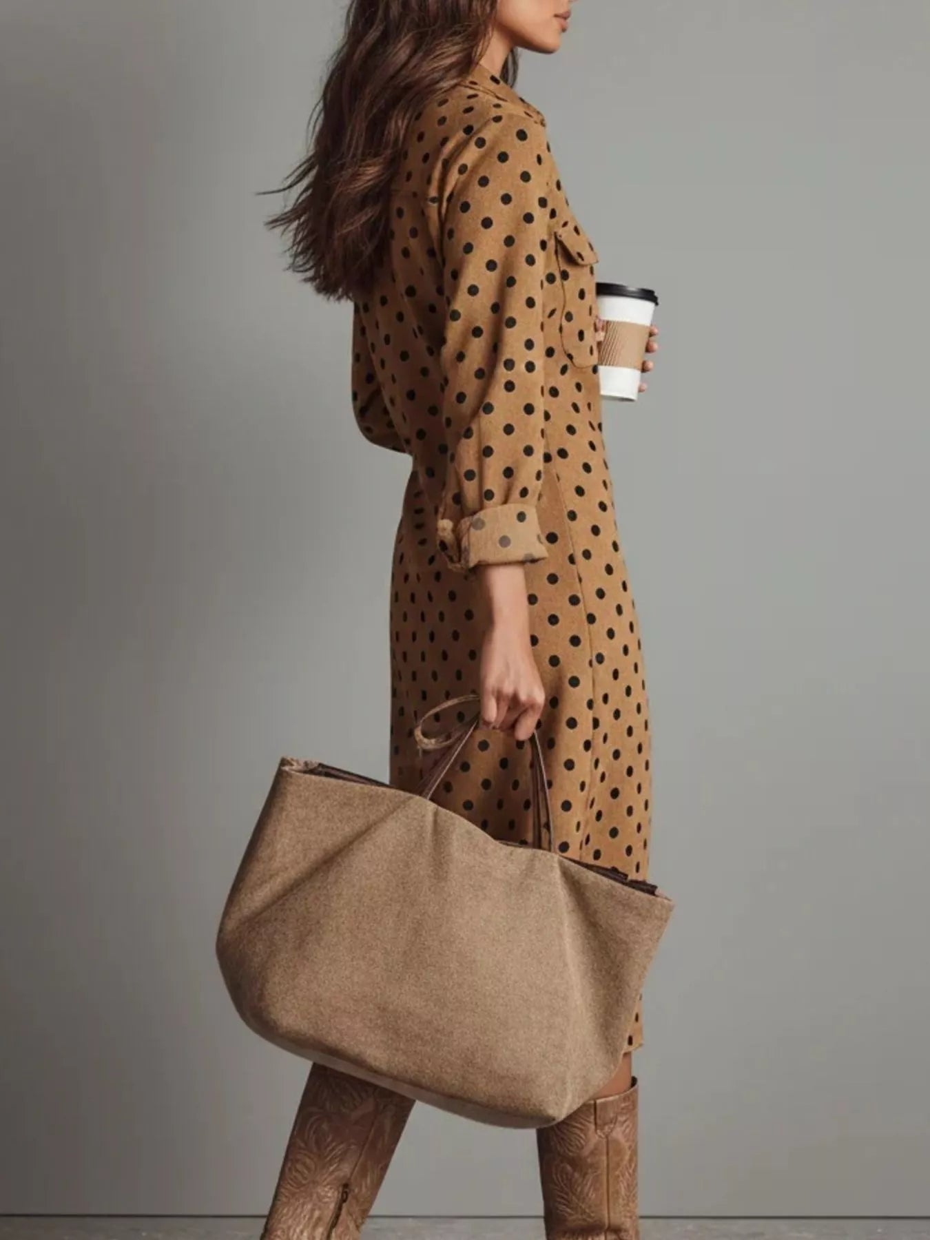 Polka Dot Button-Down Midi Dress