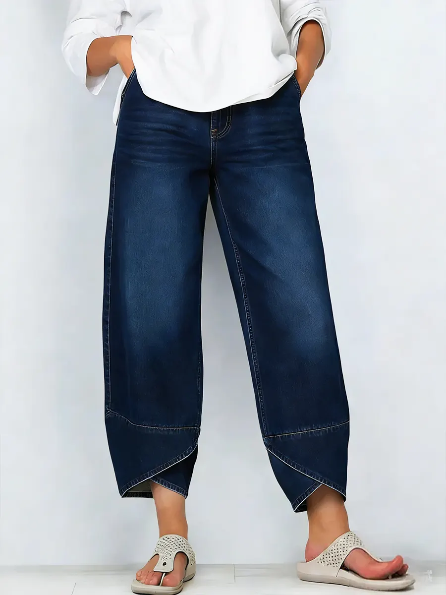 Women's Casual Cross-design Cotton Denim Jeans