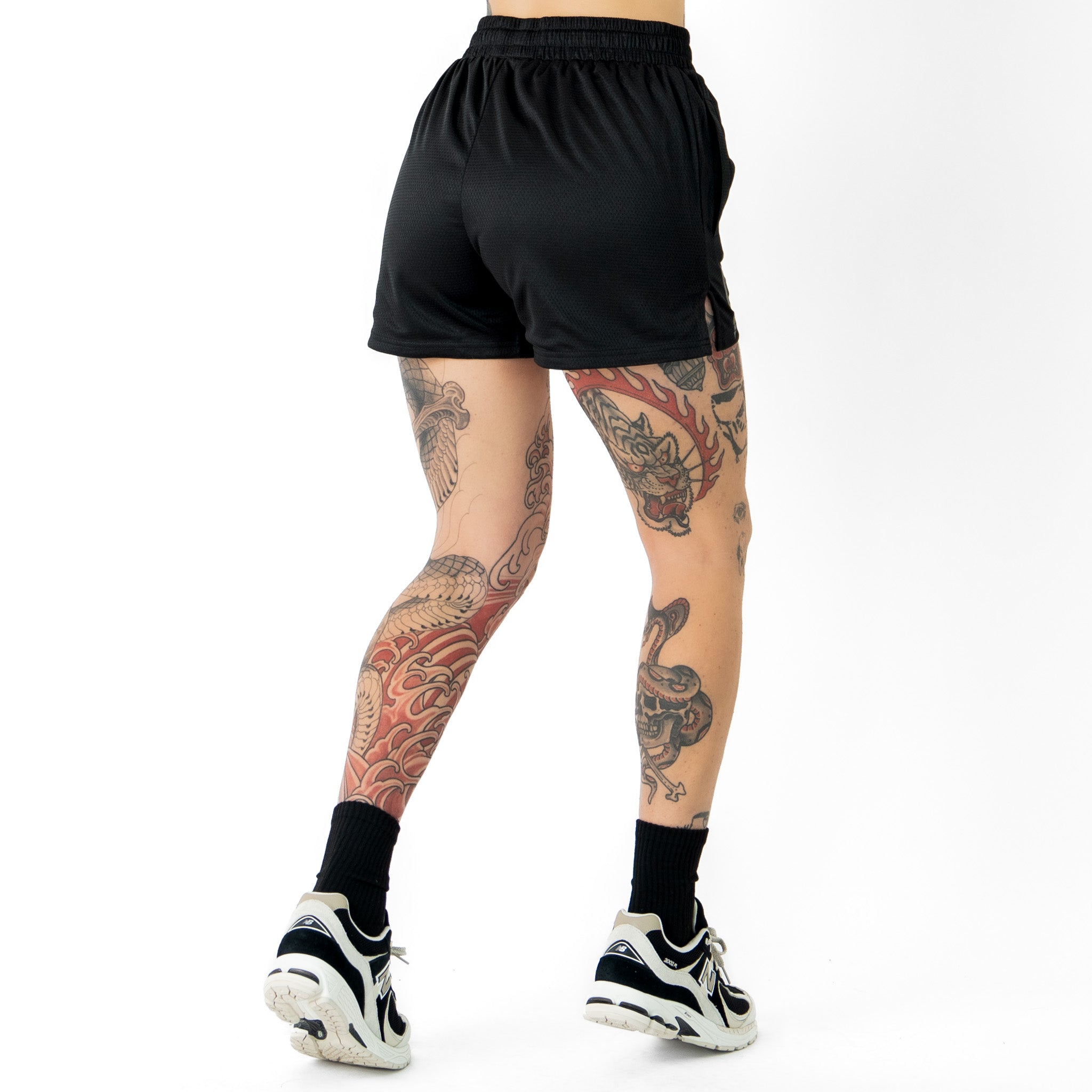 MUAY THAI SHORTS (MID THIGH CUT) - BLACKOUT
