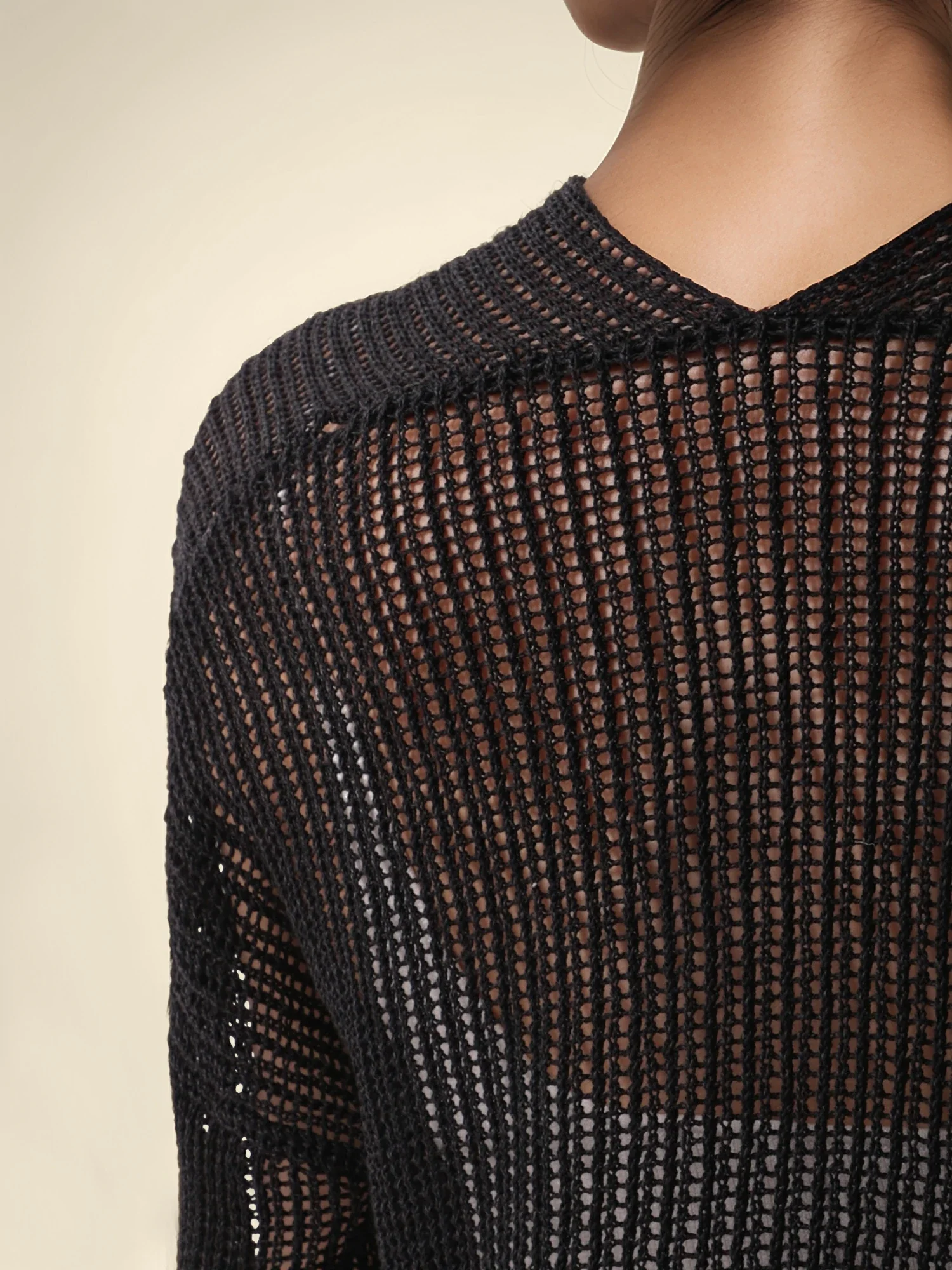 Cotton & Lyocell Long Sleeve Hollow Cardigan