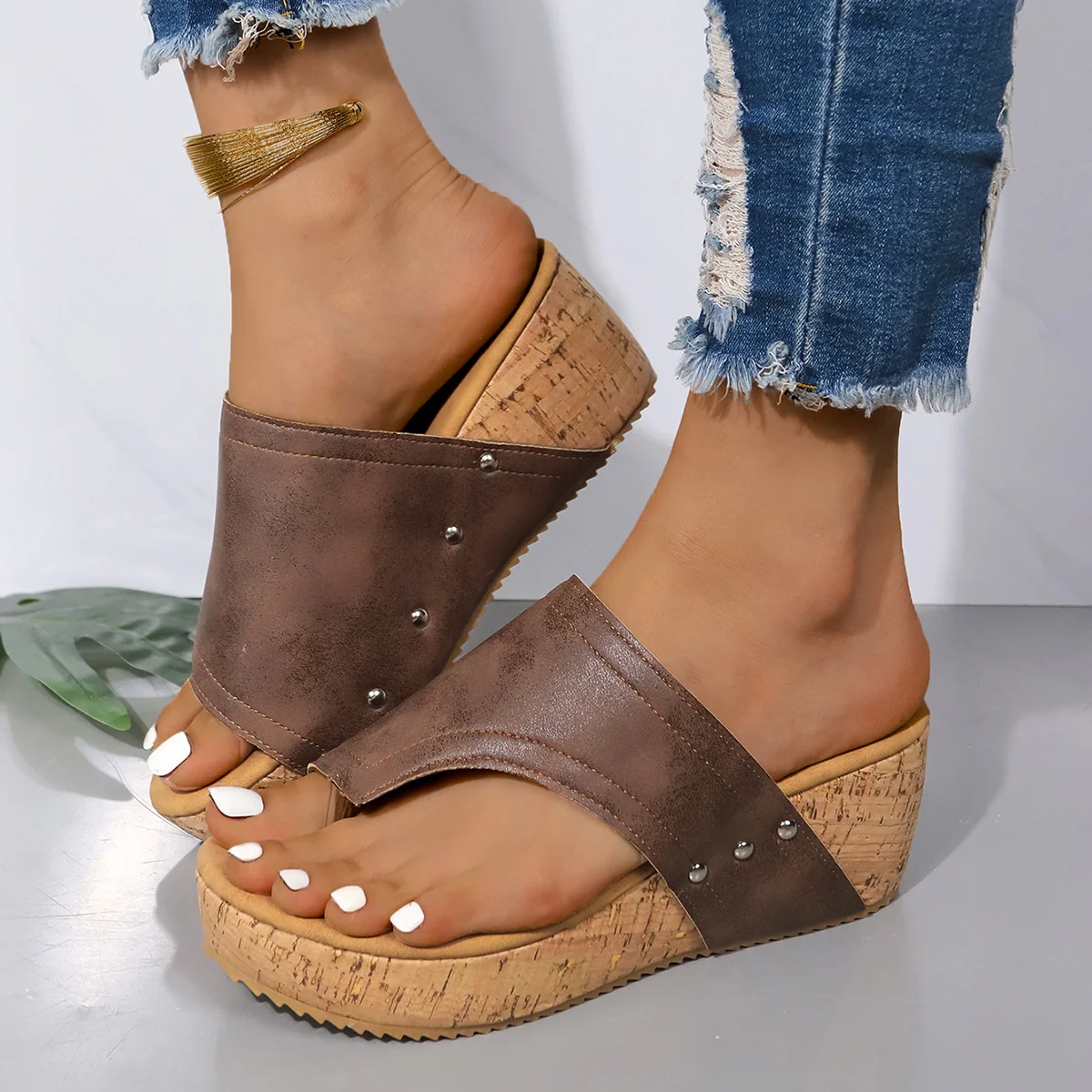PU Leather Wedge Sandals (multiple color options)