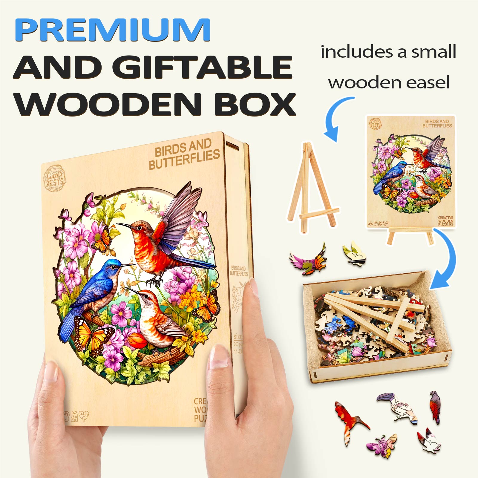 Birds And Butterflies Wooden Jigsaw Puzzle