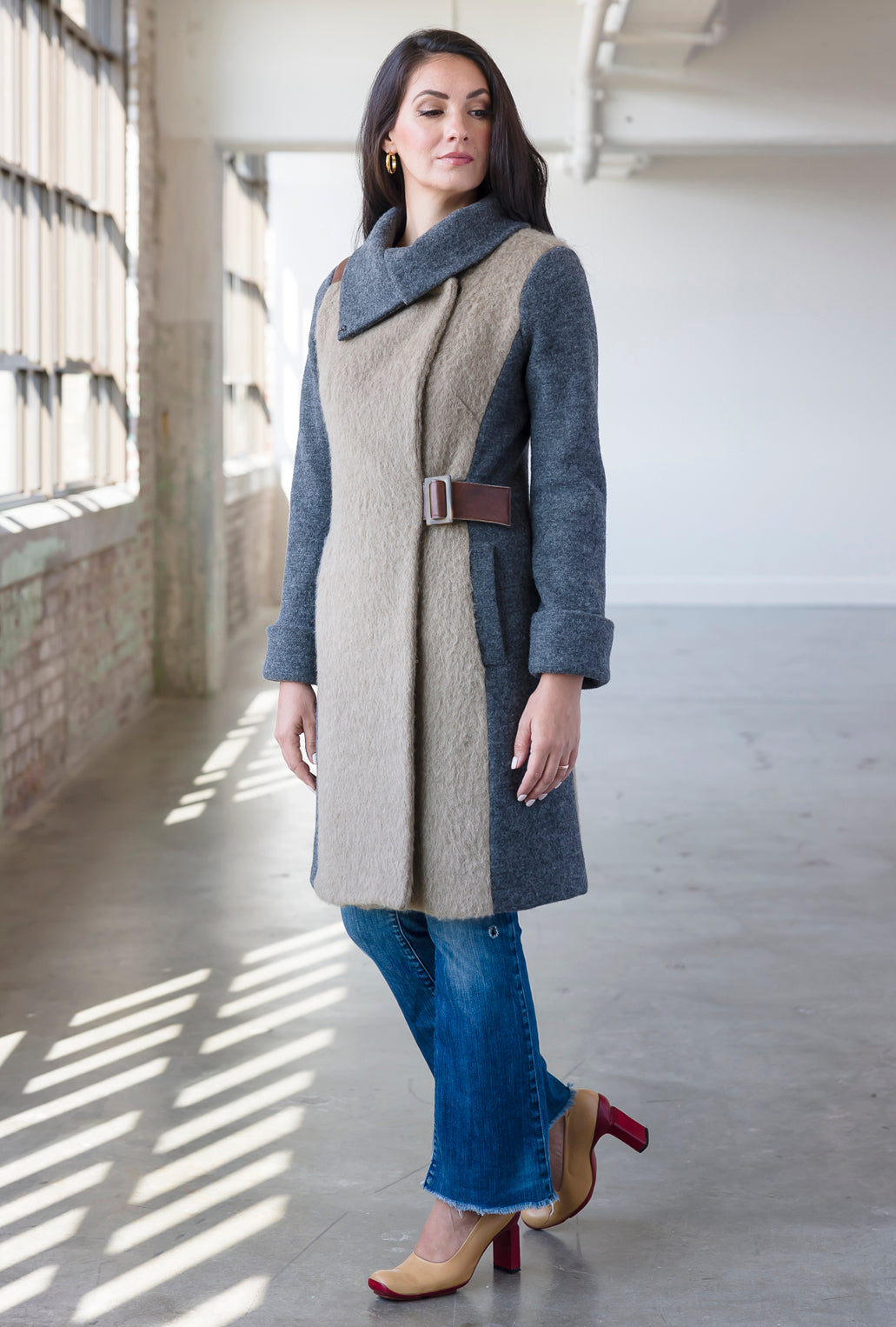 NEW FLAX COWL NECK COAT