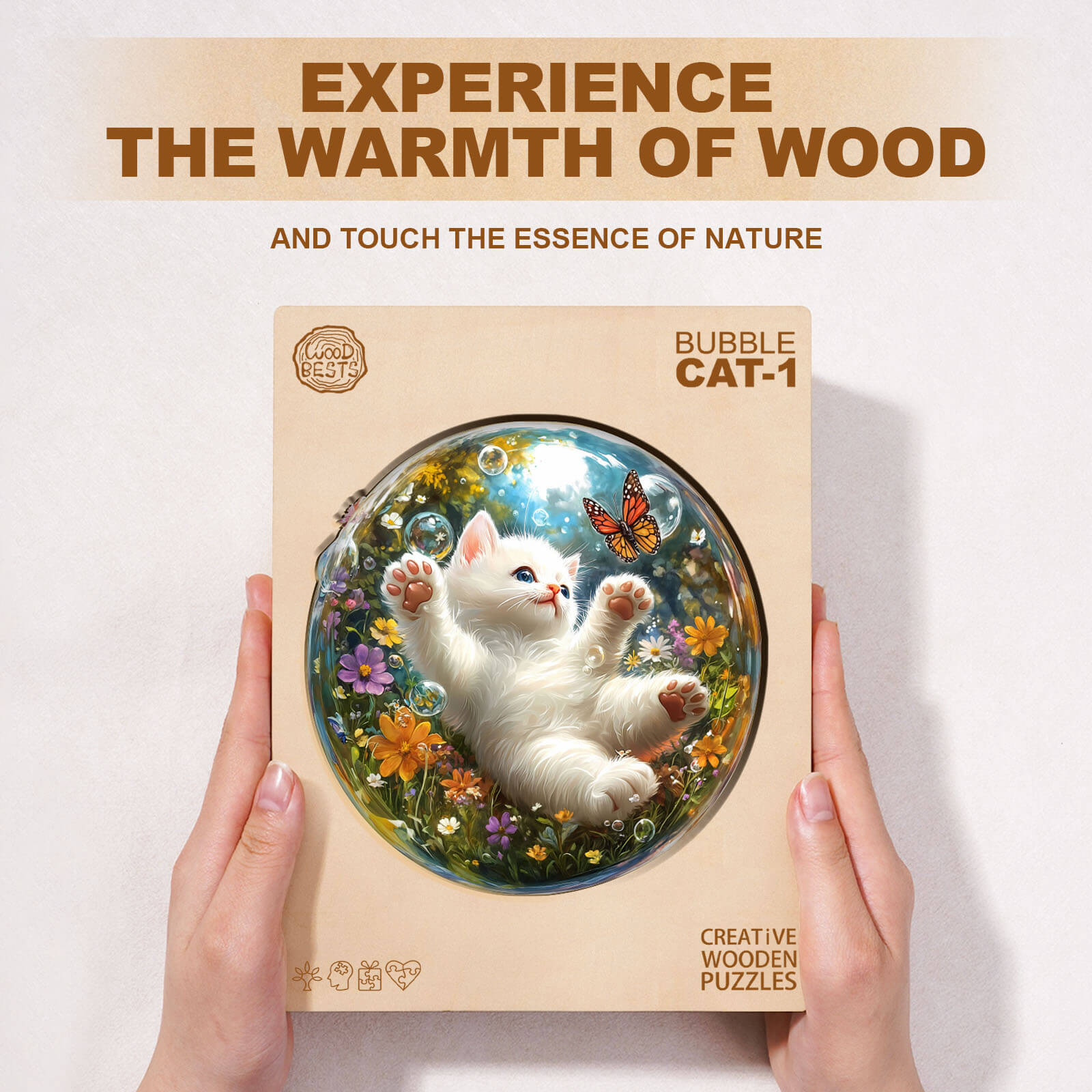 Bubble Cat-1 Wooden Jigsaw Puzzle