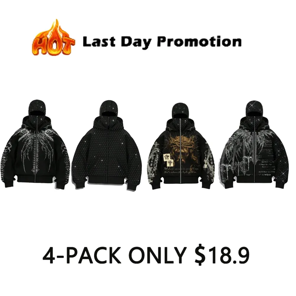 Men's Street-Style Rhinestone Windproof Warm 2-in-Hoodie w/Pockets & Zipper (Fall Winter)