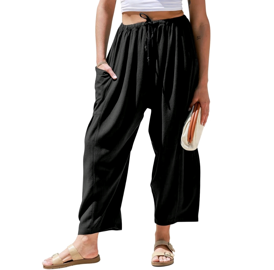 TARSE Women’s Breathable Linen Pants – Wide Leg, Loose Fit, with Pockets – Perfect for Summer, Travel, and Relaxed Looks