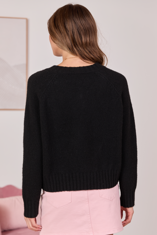 Fallon Black V-Neck Sweater