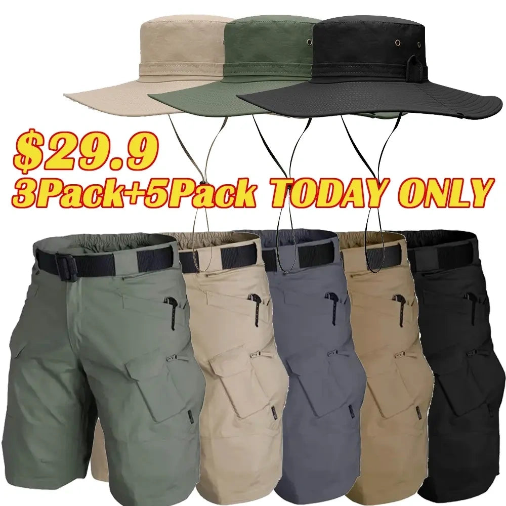 5-Pack Men's Multifunctional Waterproof Multi-pocket Outdoor Tactical Shorts