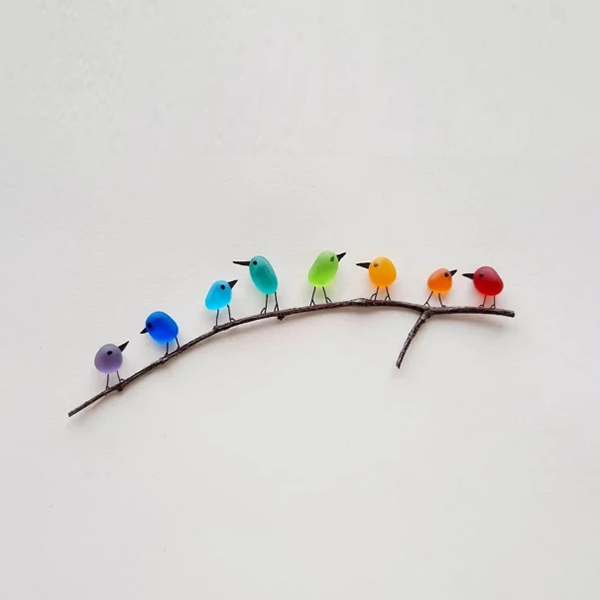 SheremArt Sea Glass Birds Decor Coastal Love Notes