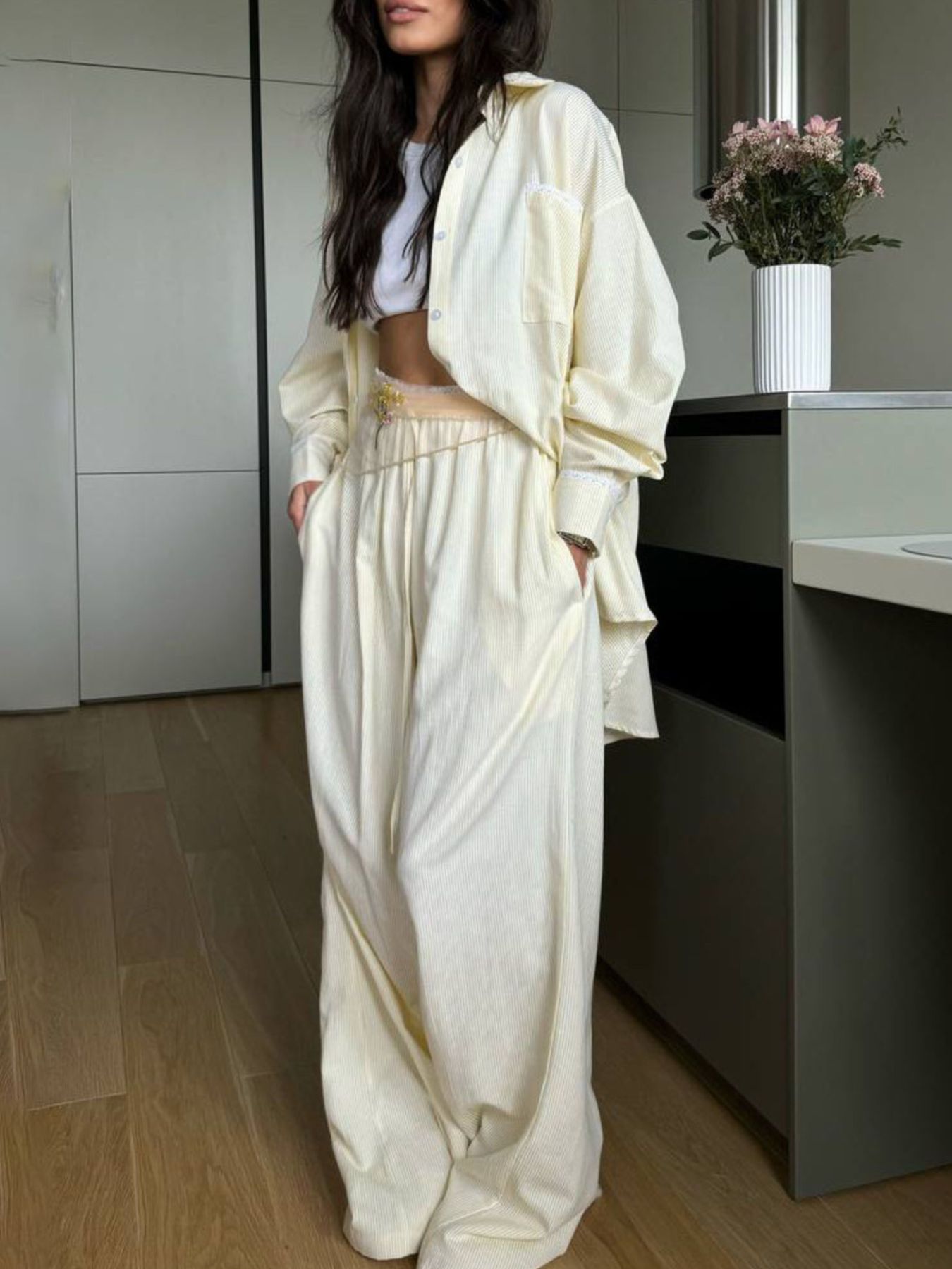 Relaxed Fit Long Sleeve Shirt and Pants Set