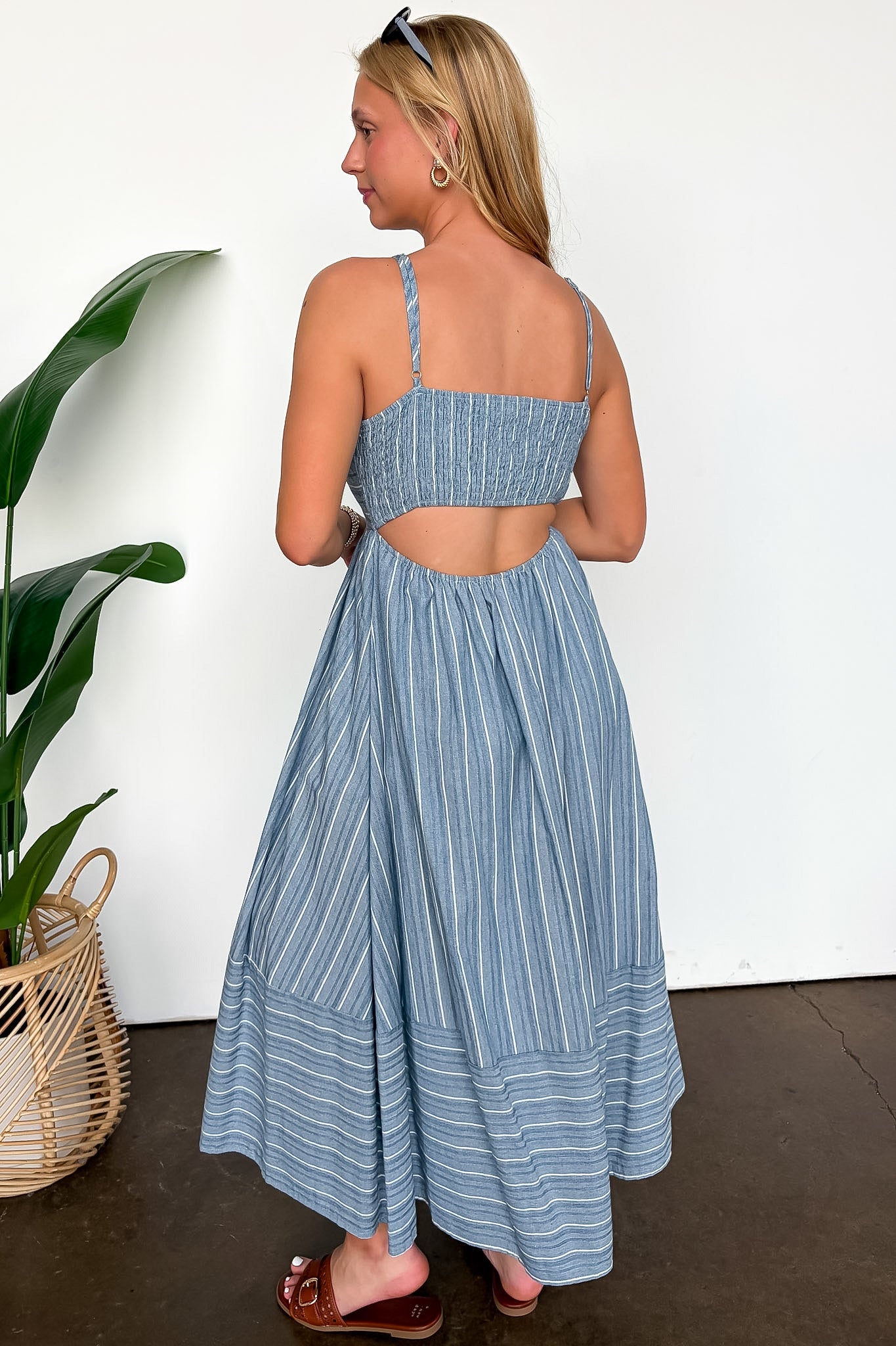 Striped Smocked Back Dress