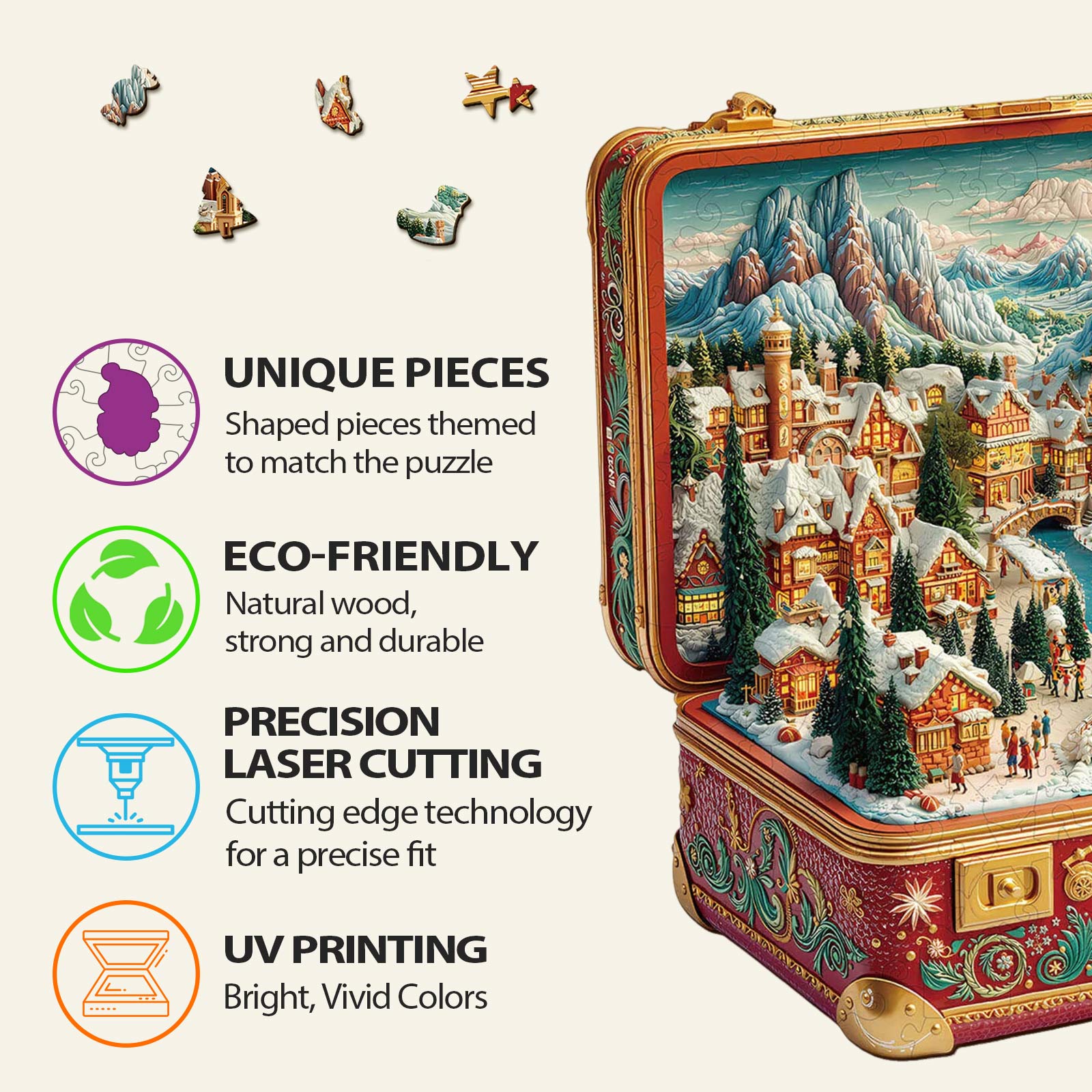 Suitcase Scenery-Christmas Wooden Jigsaw Puzzle