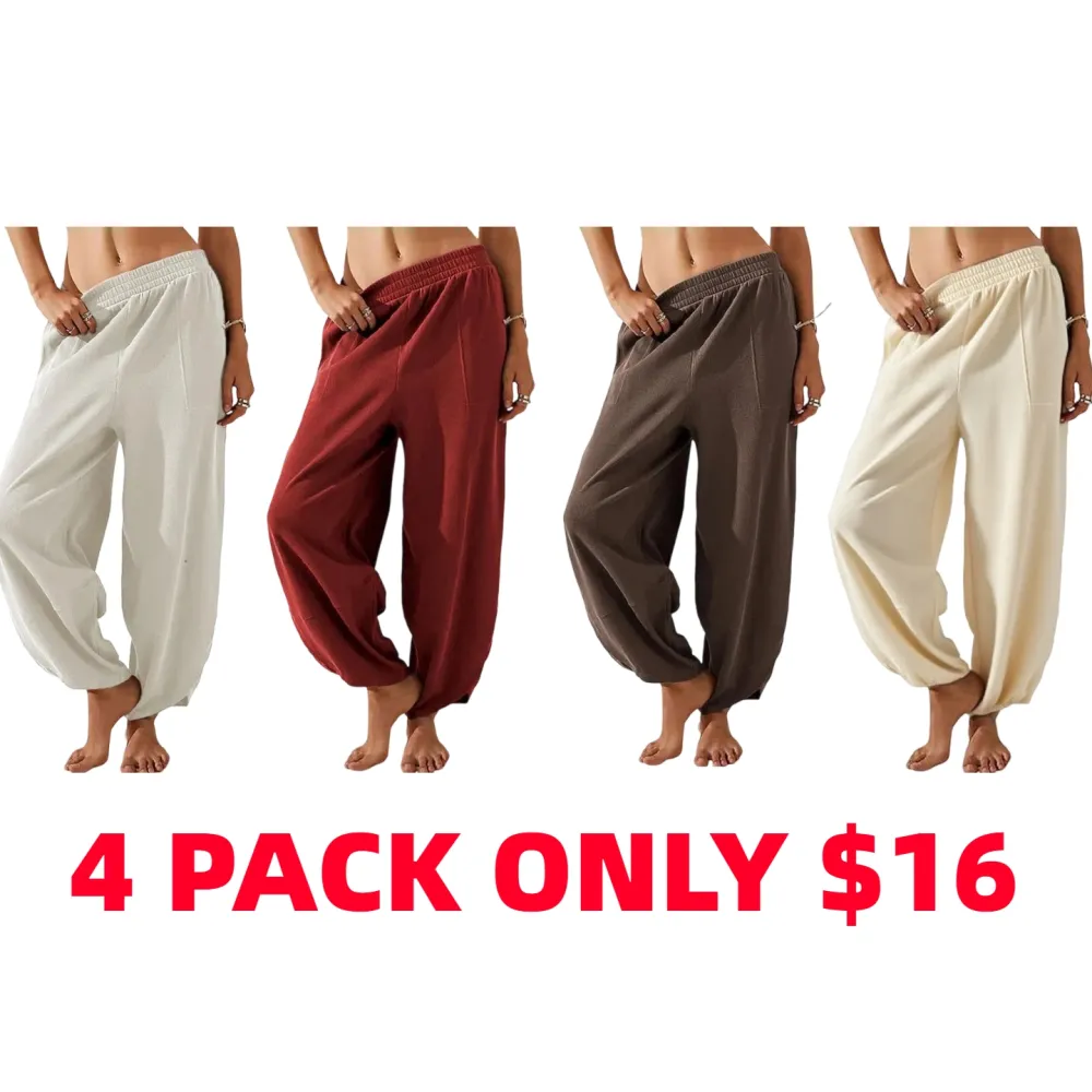 🔥8- PACK Women's Harem Barrel Pants