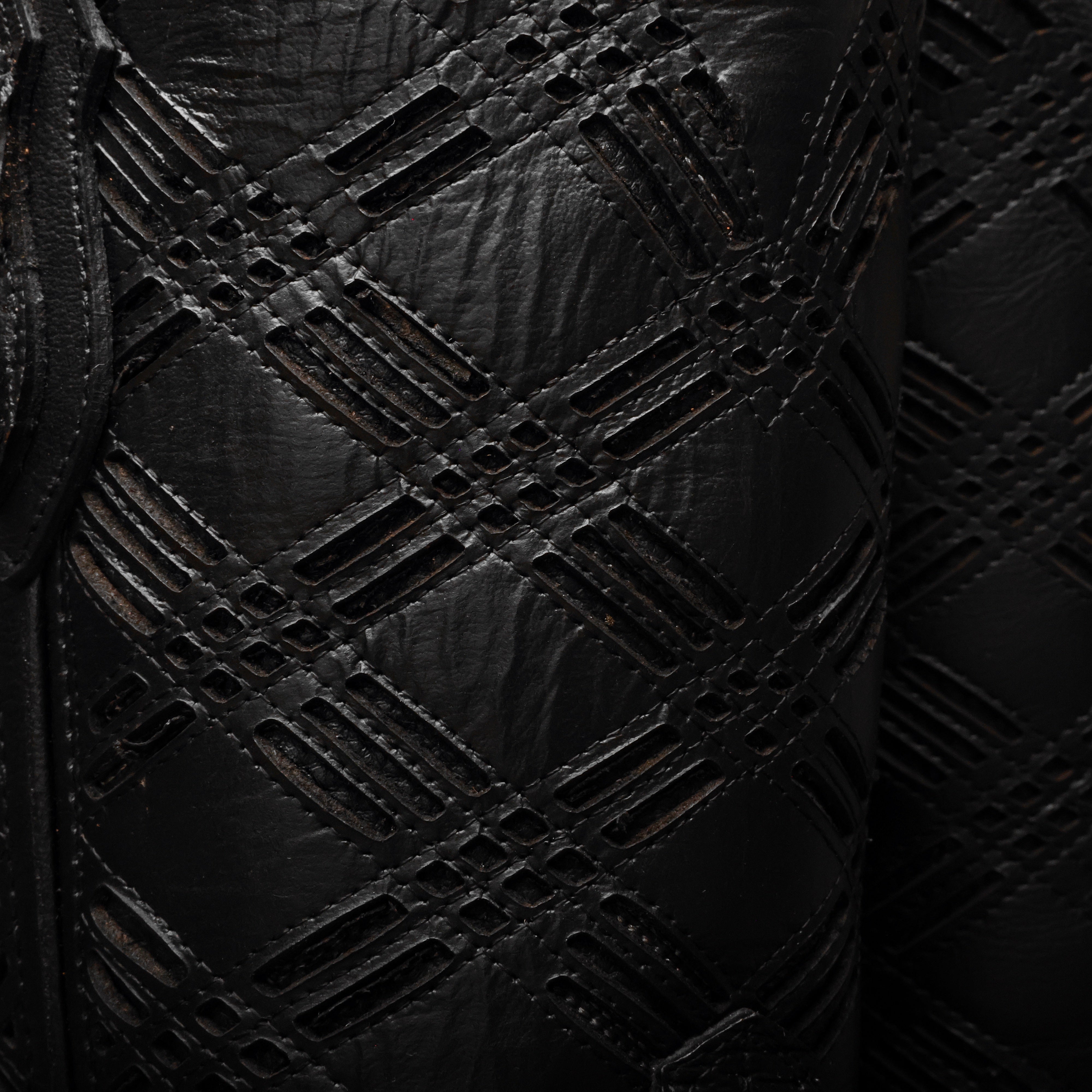 TOTAL BLACK Python Leather Boots - Square Toe