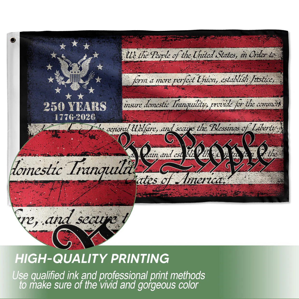 We The People Double-Sided House Flag – 250 Years of Freedom Patriotic
