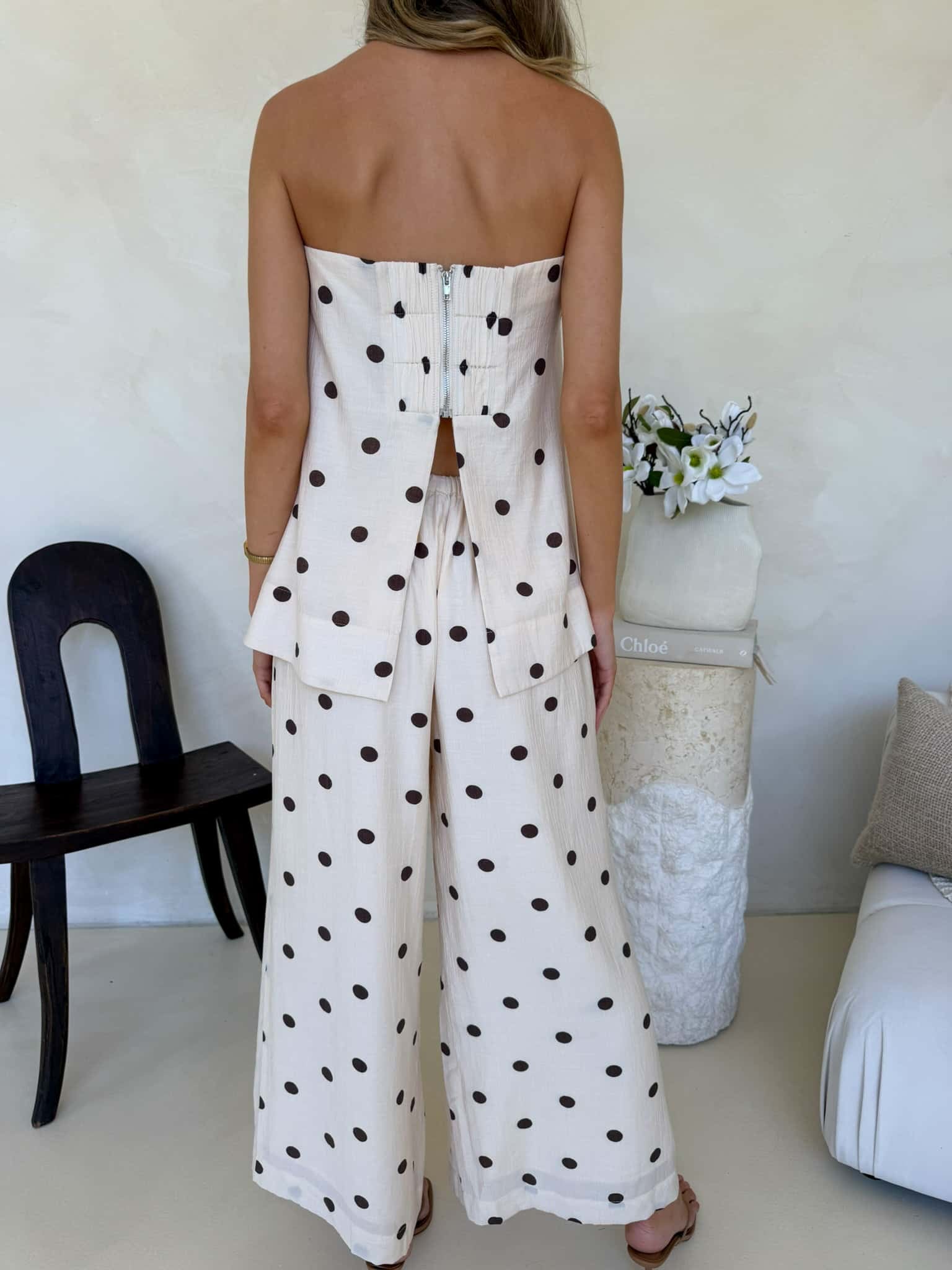 Blair Top - Crème Cafe Polka Dot