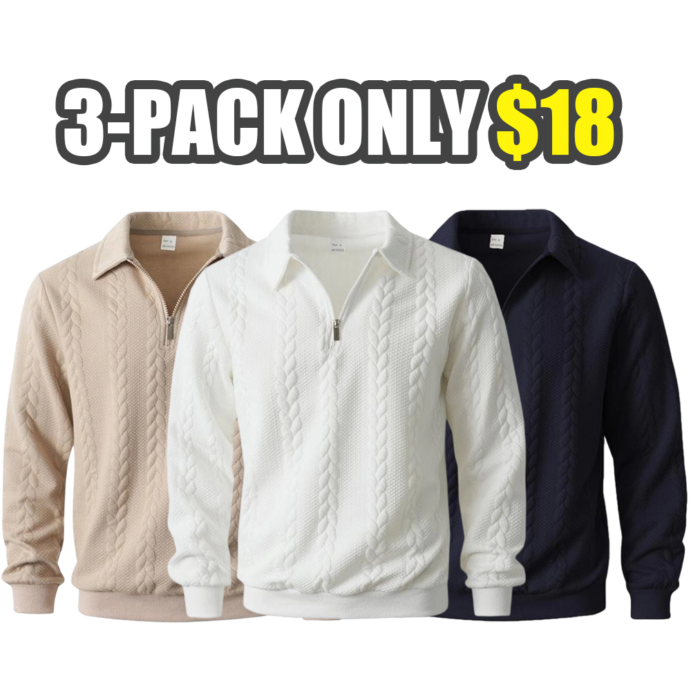 Men's Fall Winter Outfits Knitted Polo Neck Long Sleeve Sweatshirt for Daliy Wear