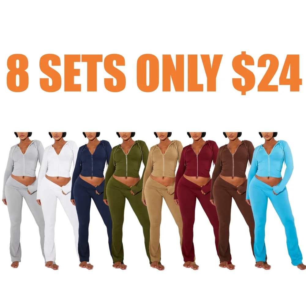 2-Piece Cropped Hoodie & Flared Pants Set