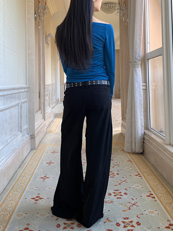 Solid Color Split-Joint Loose Wide Leg Trousers Suit Pants Pants