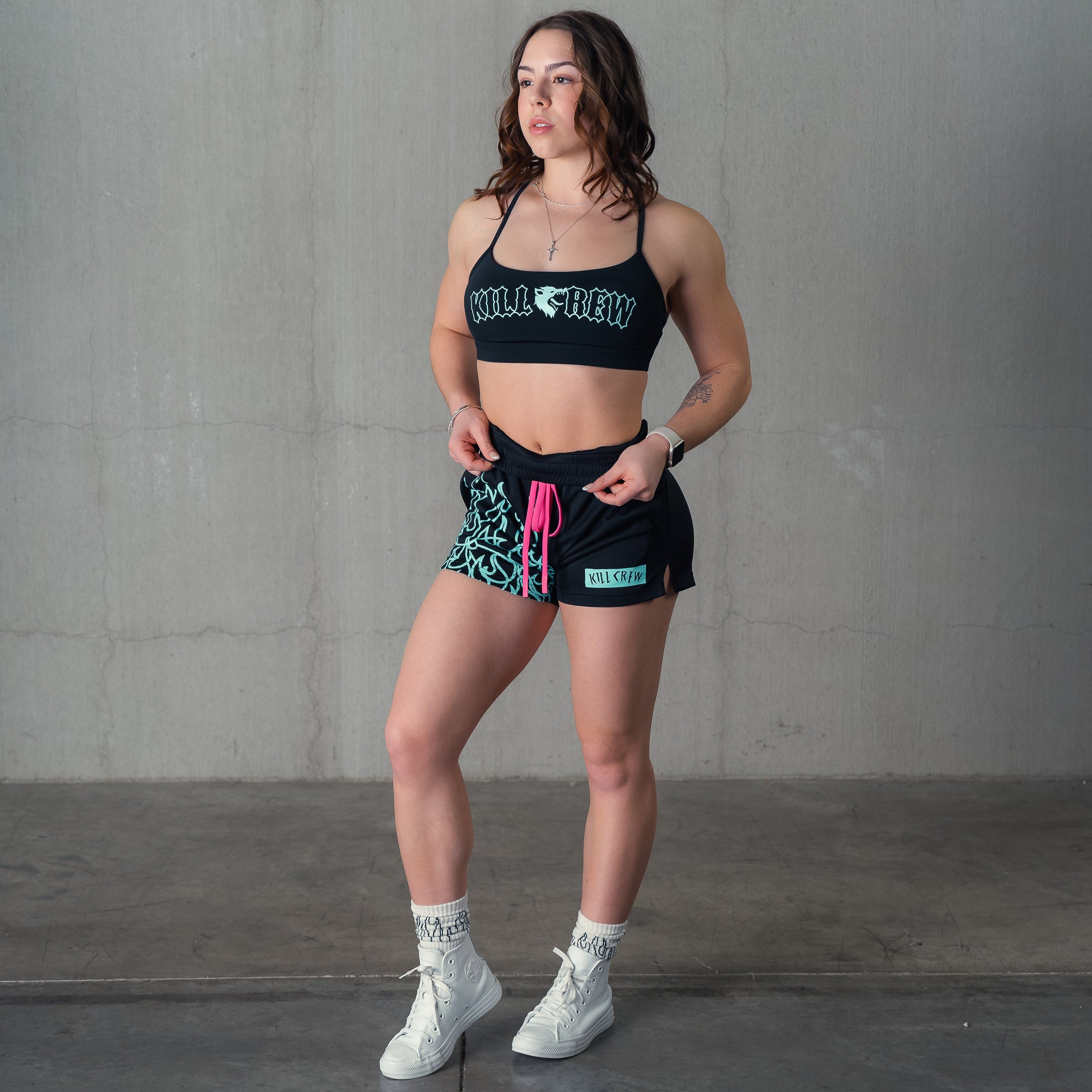 CLASSIC SPORTS BRA - BLACK / TEAL