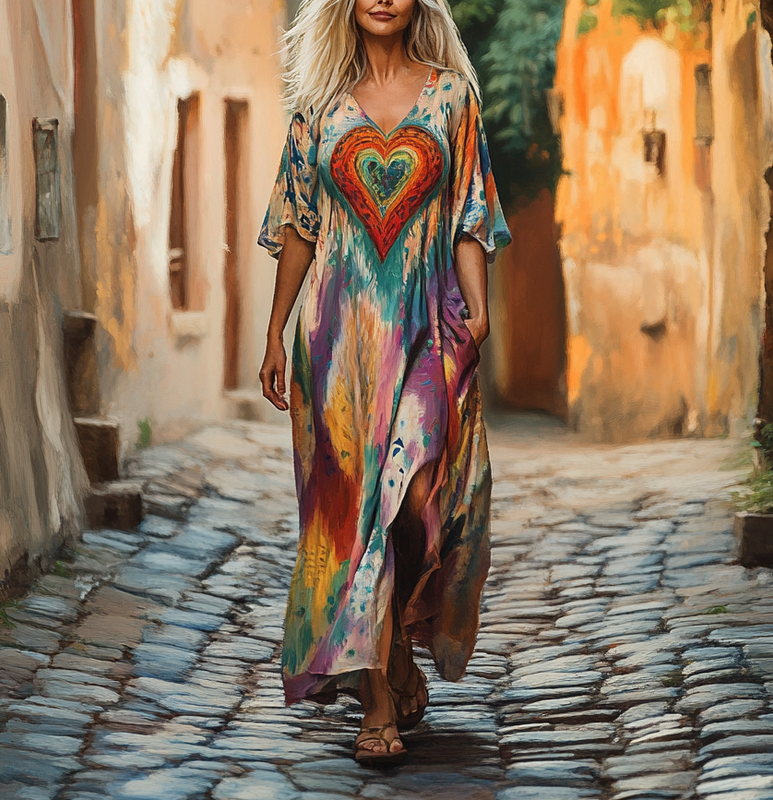 Vintage Hippie Loose Linen Dress 9592