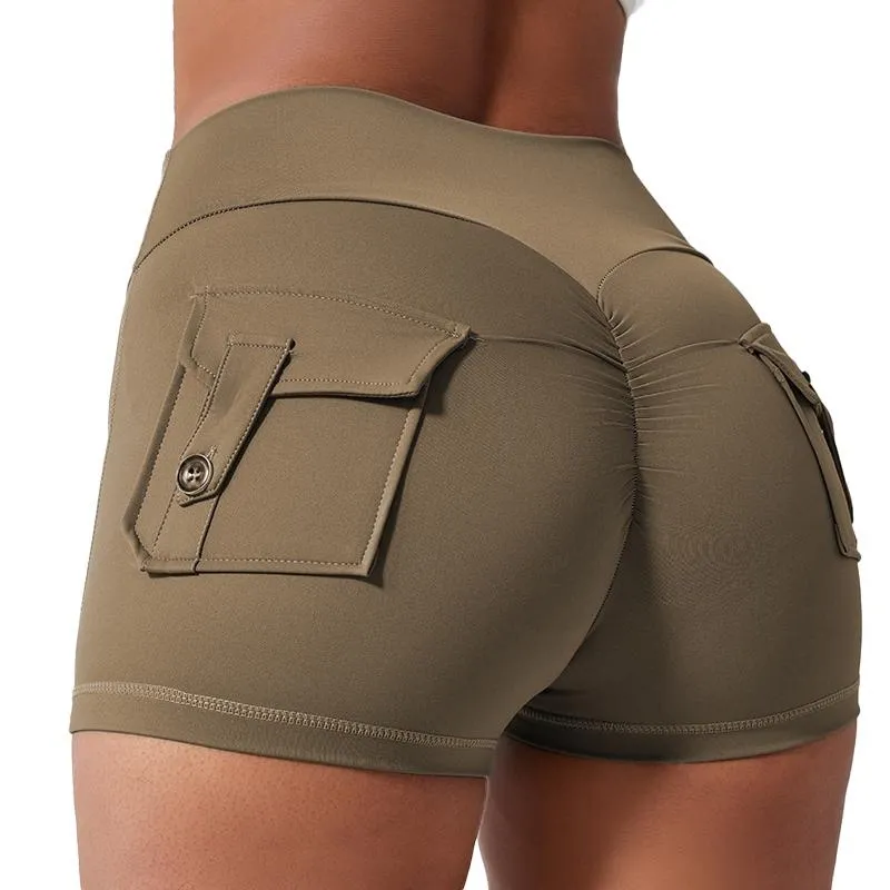 Women's High Waist Ruched Skinny Sports Shorts