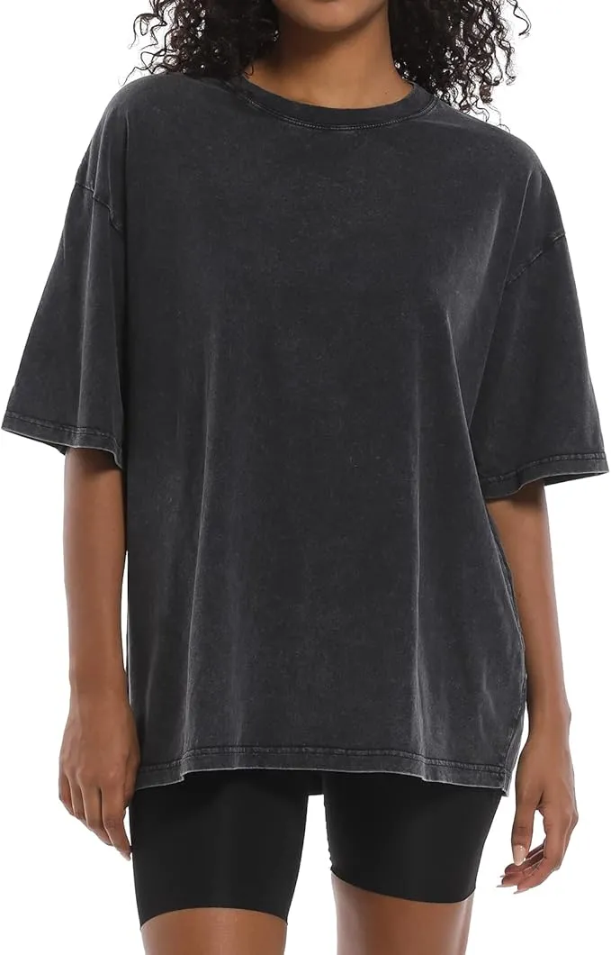 Acid Wash Women's Oversized Cotton T-Shirt