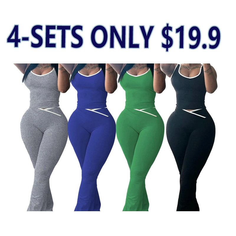 Women’s Colorblock Sleeveless Tank & Flared Pants Set